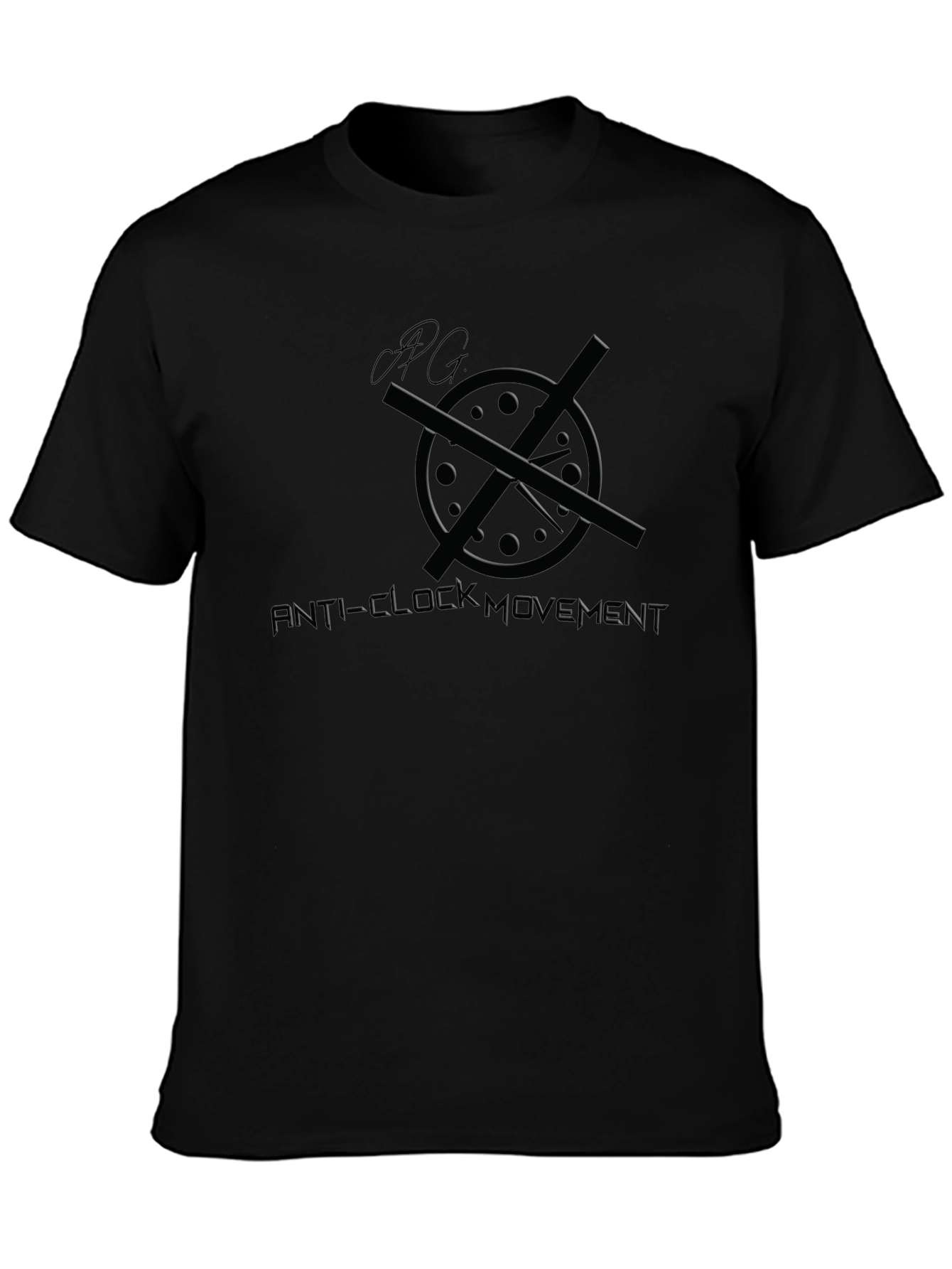 Anti-Clock Movement Graphic T-Shirt - Black