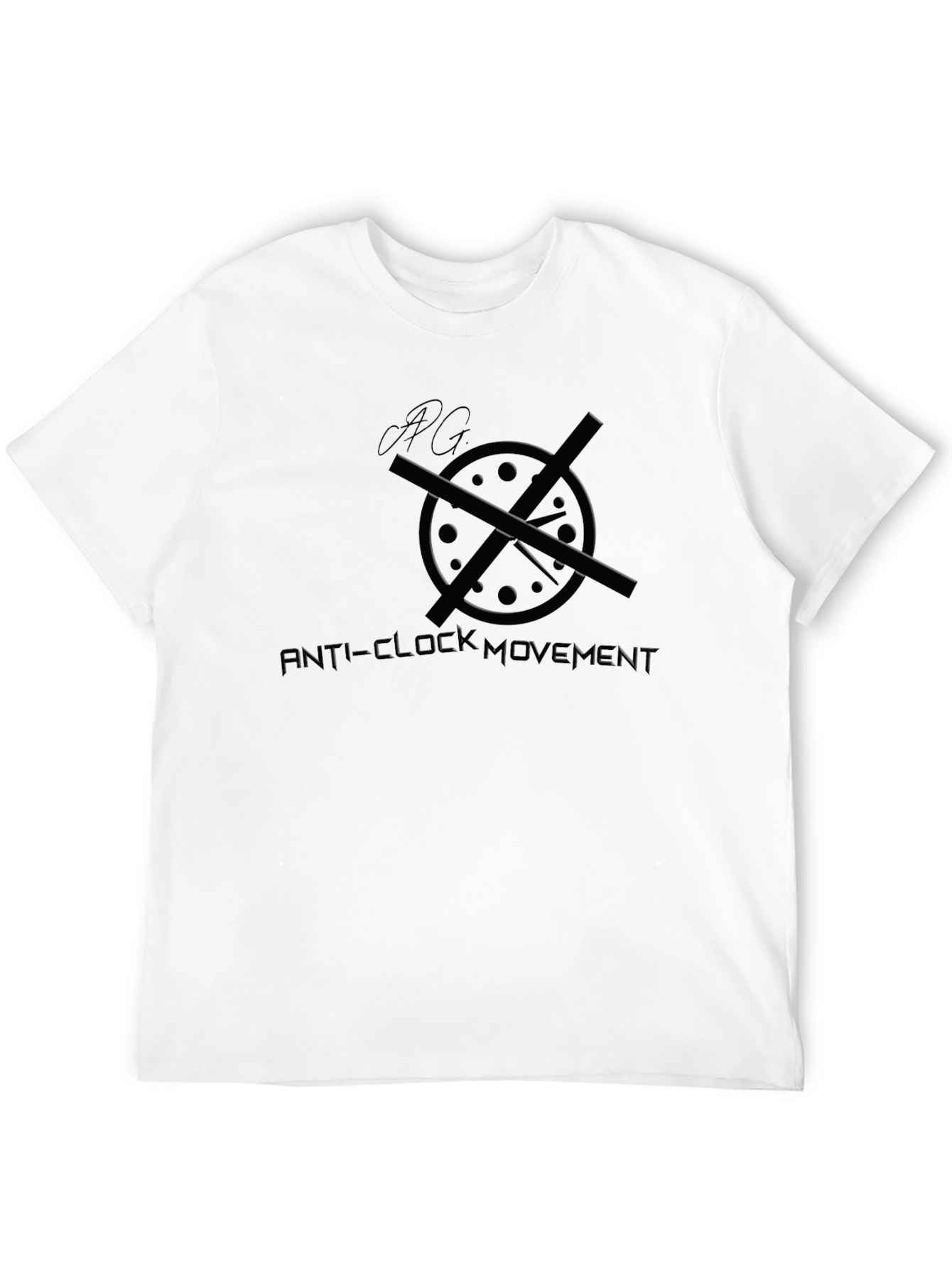 Anti-Clock Movement Graphic T-Shirt - Black