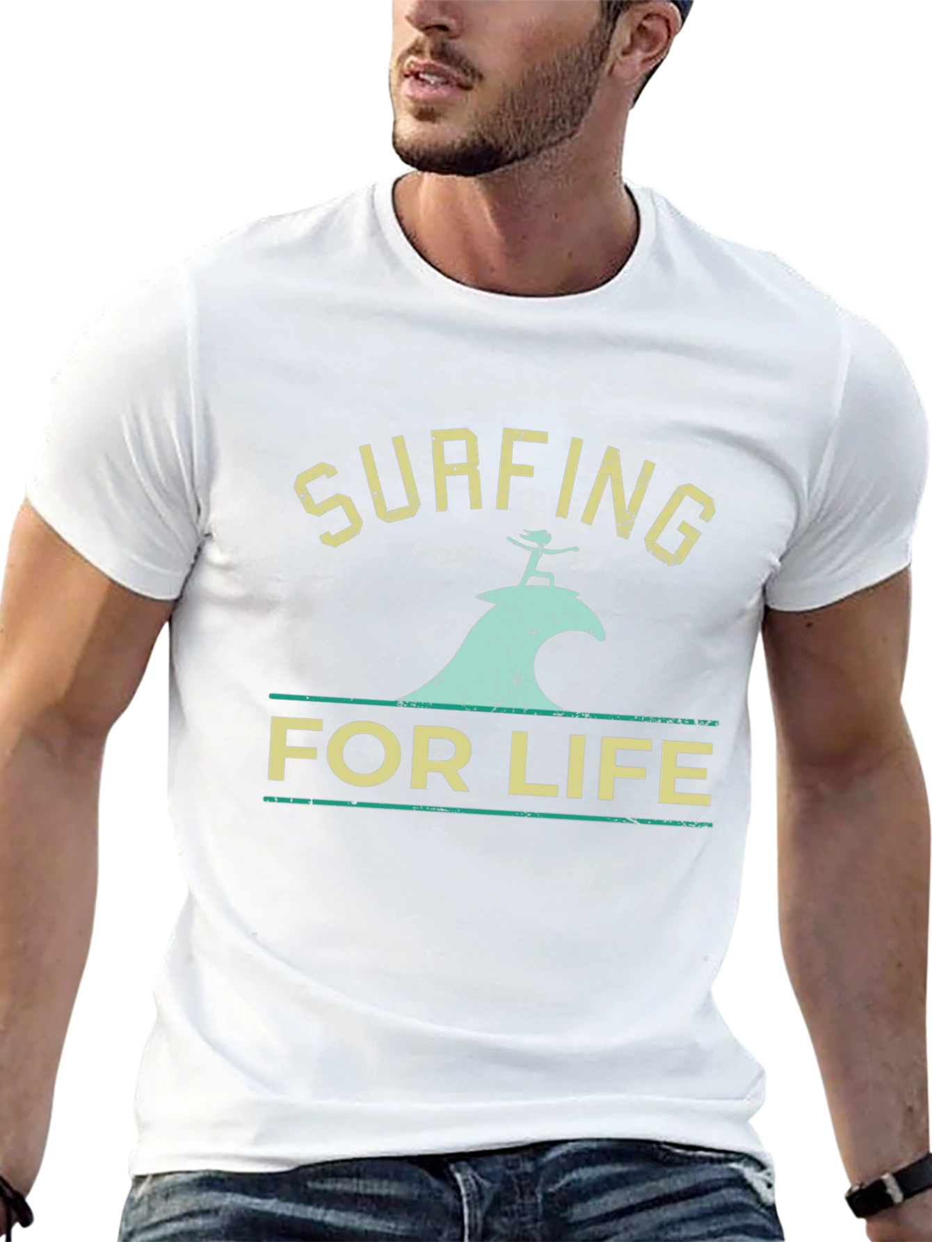 Surfing For Life T-Shirt - Black Surf Tee