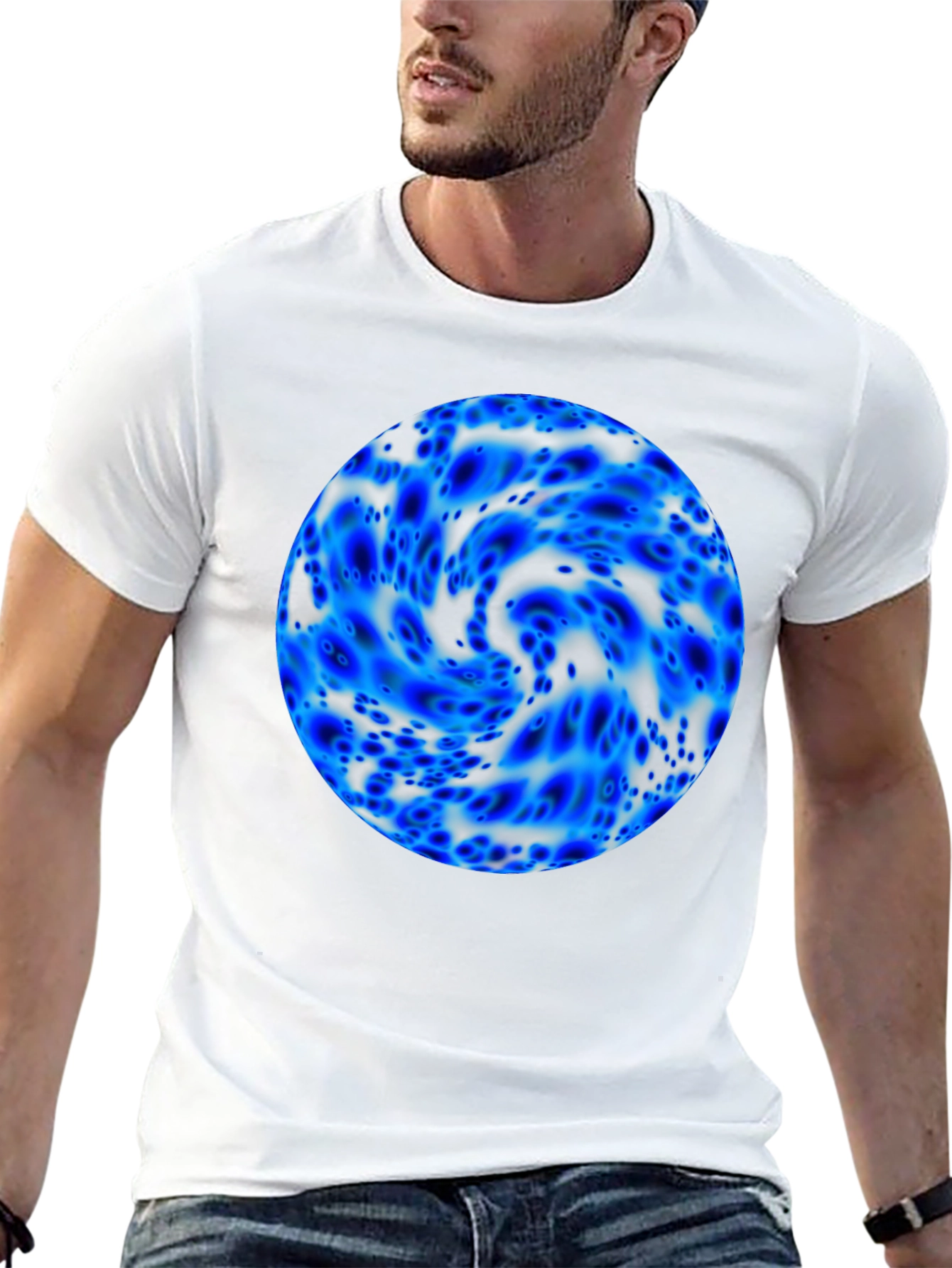 Abstract Blue Sphere Black T-Shirt