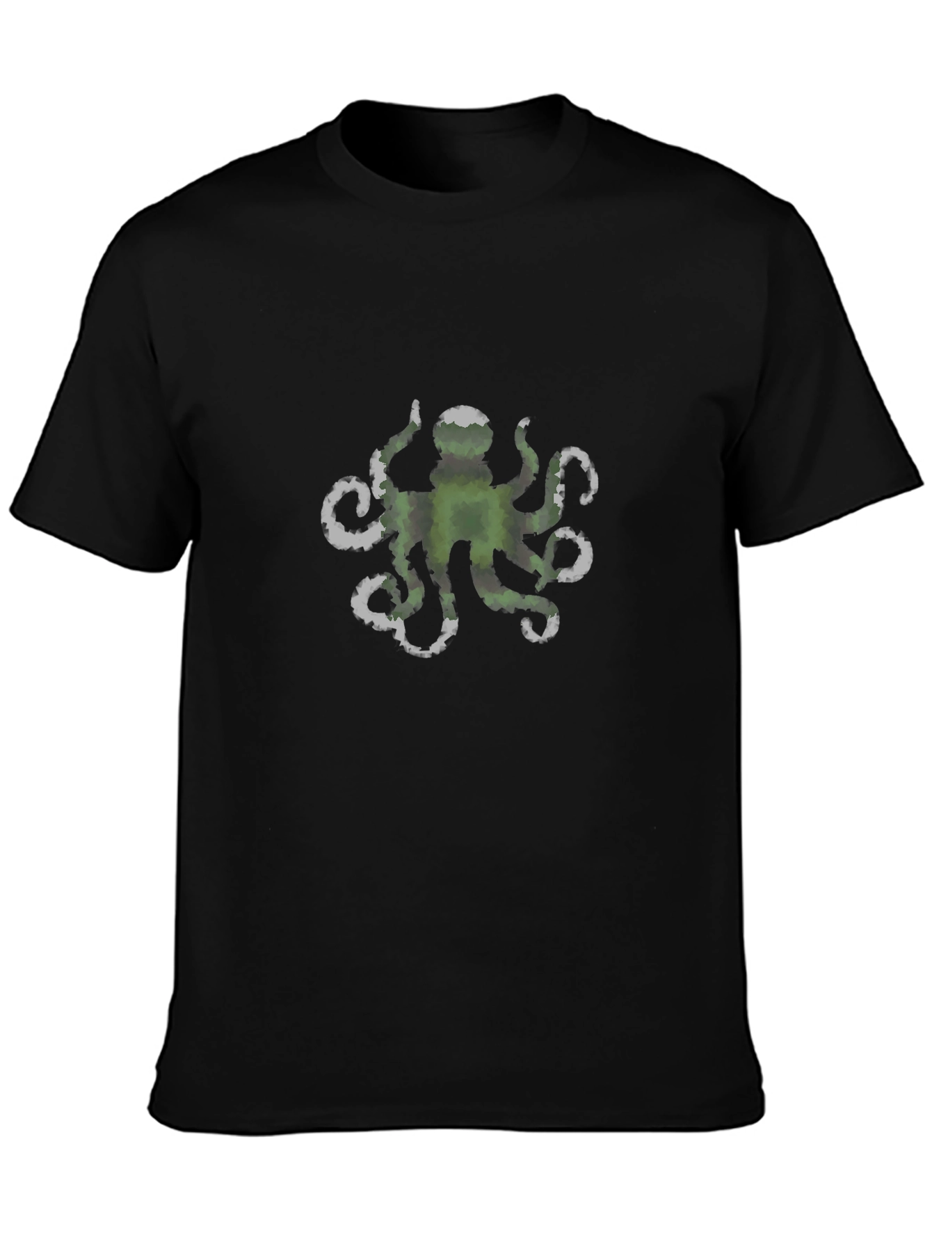 Green Octopus Graphic Black Tee