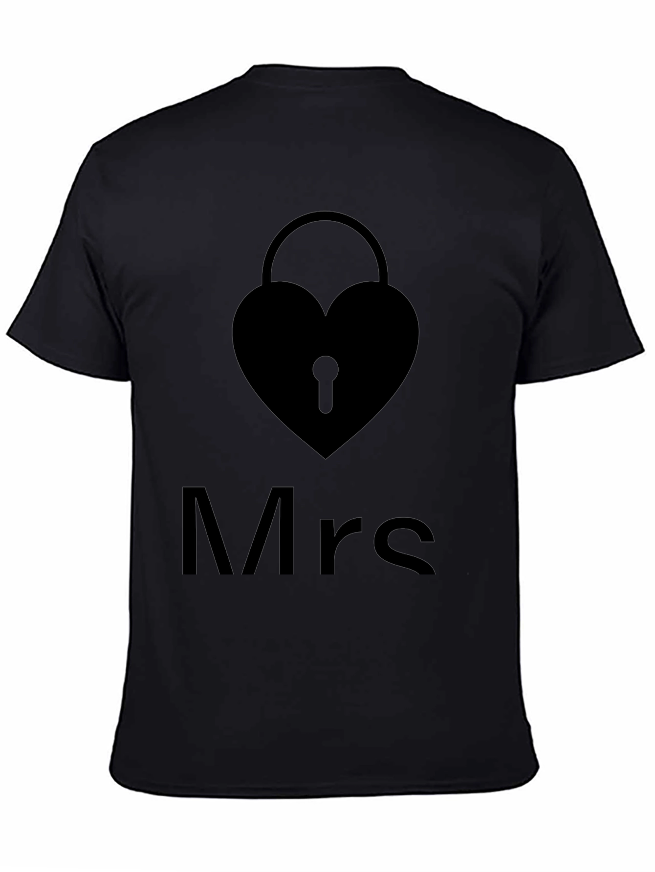 Mrs. Heart Lock Black T-Shirt - Stylish Couples Apparel