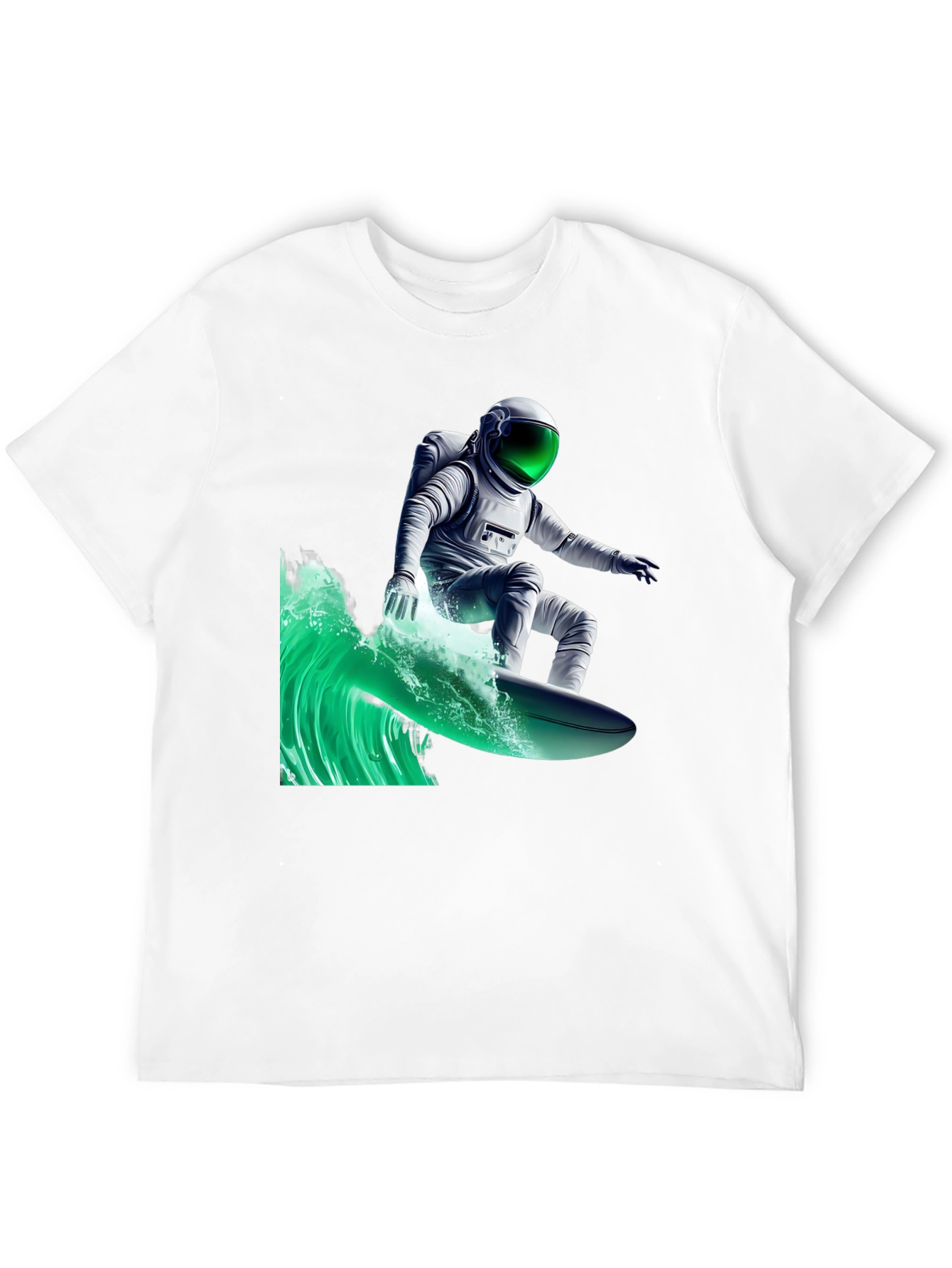 Surfing Astronaut Graphic Tee - Black Cotton Comfort