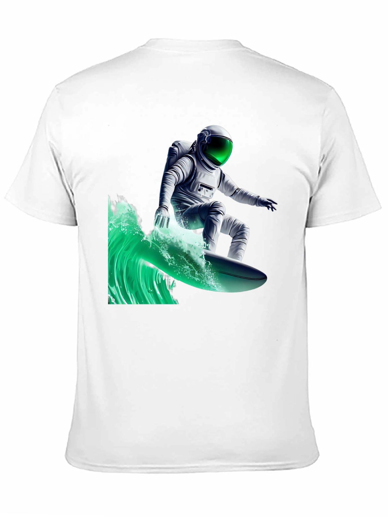 Surfing Astronaut Graphic Tee - Black Cotton Comfort