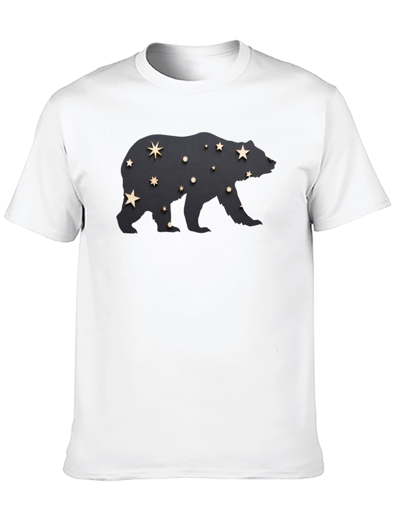 Starry Bear Graphic Tee - Black Cotton Comfort