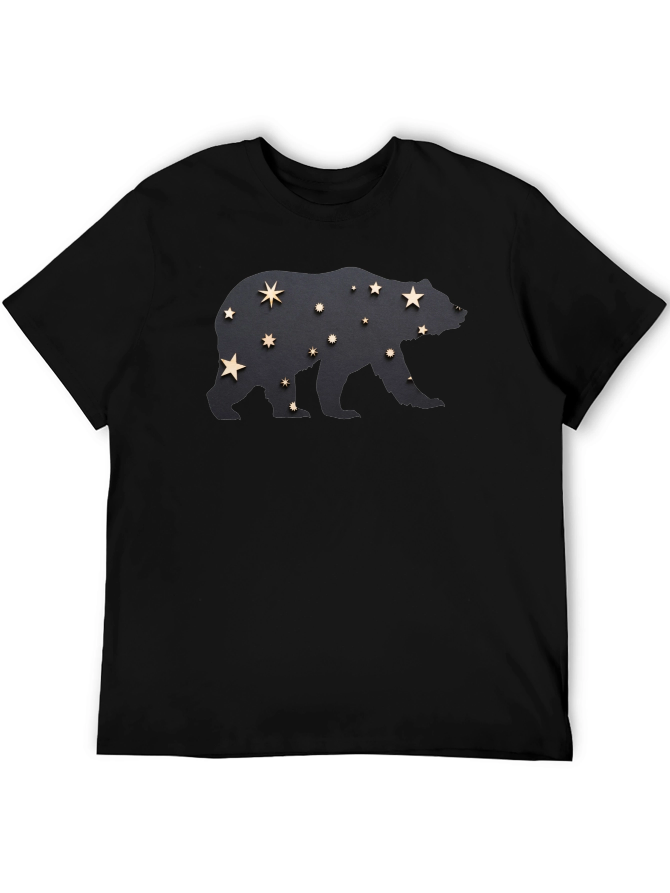 Starry Bear Graphic Tee - Black Cotton Comfort