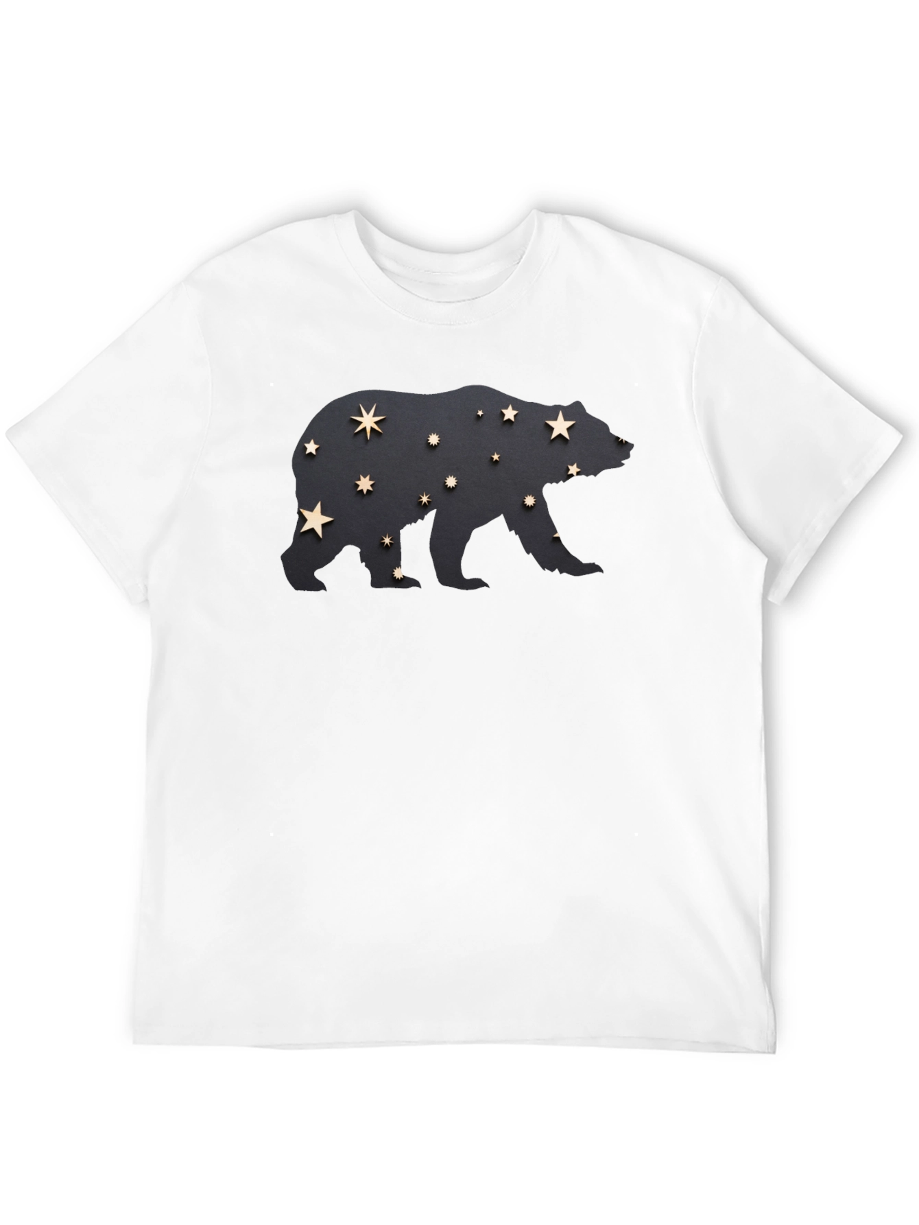 Starry Bear Graphic Tee - Black Cotton Comfort