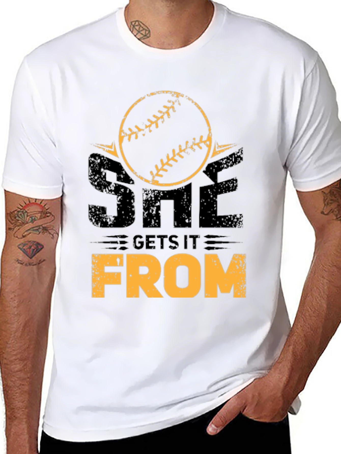 She Gets It From T-Shirt Baseball Mom