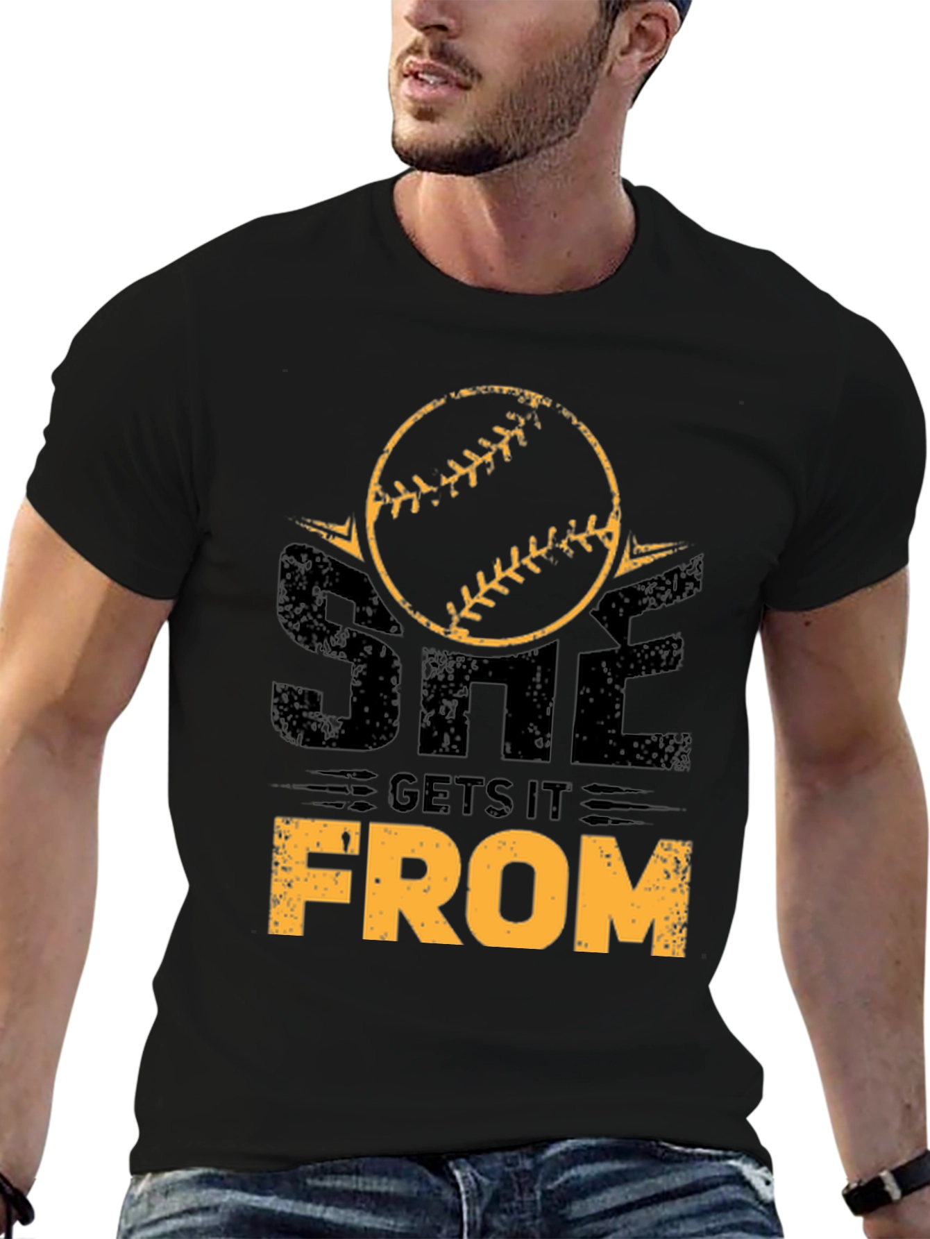She Gets It From T-Shirt Baseball Mom