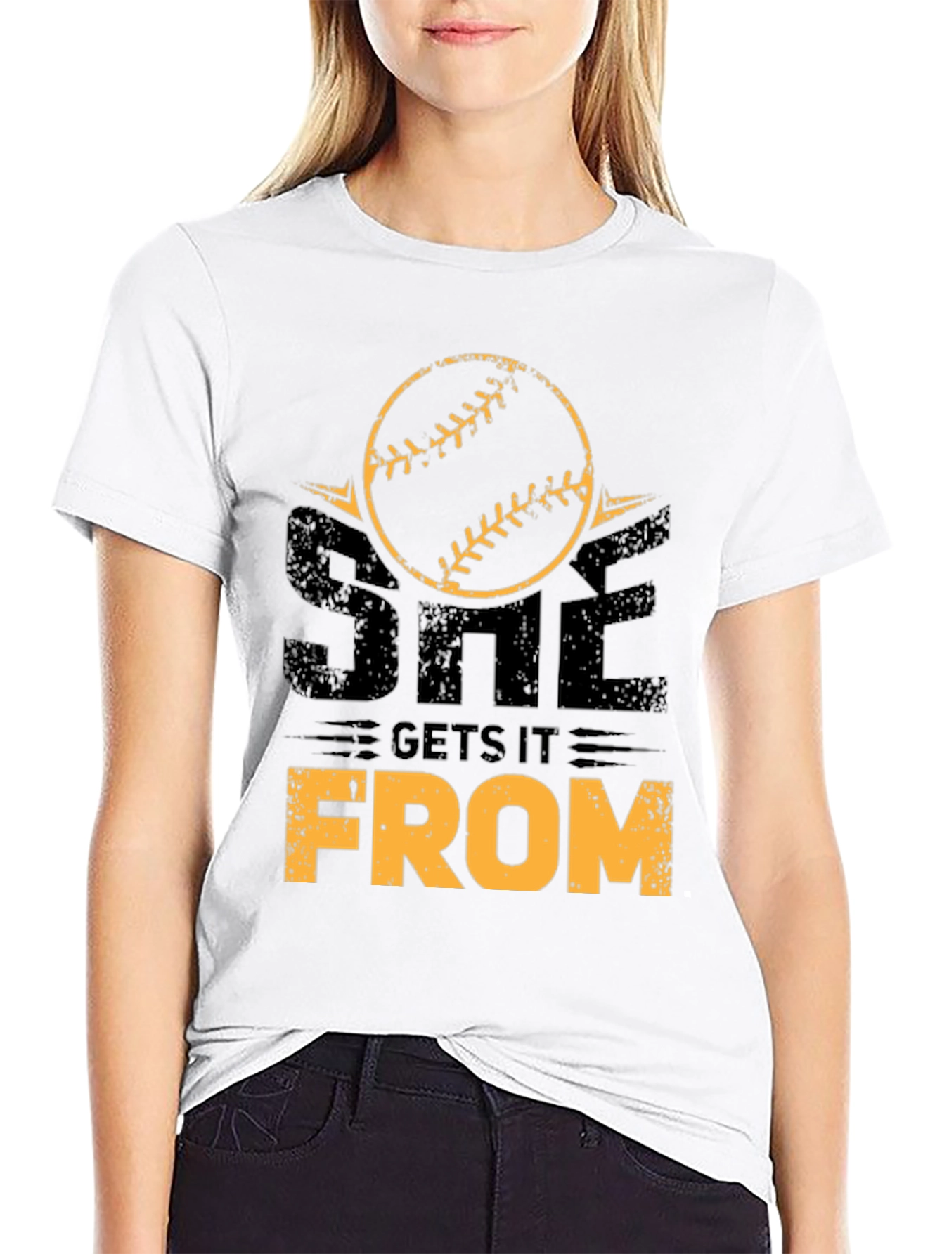 She Gets It From T-Shirt Baseball Mom