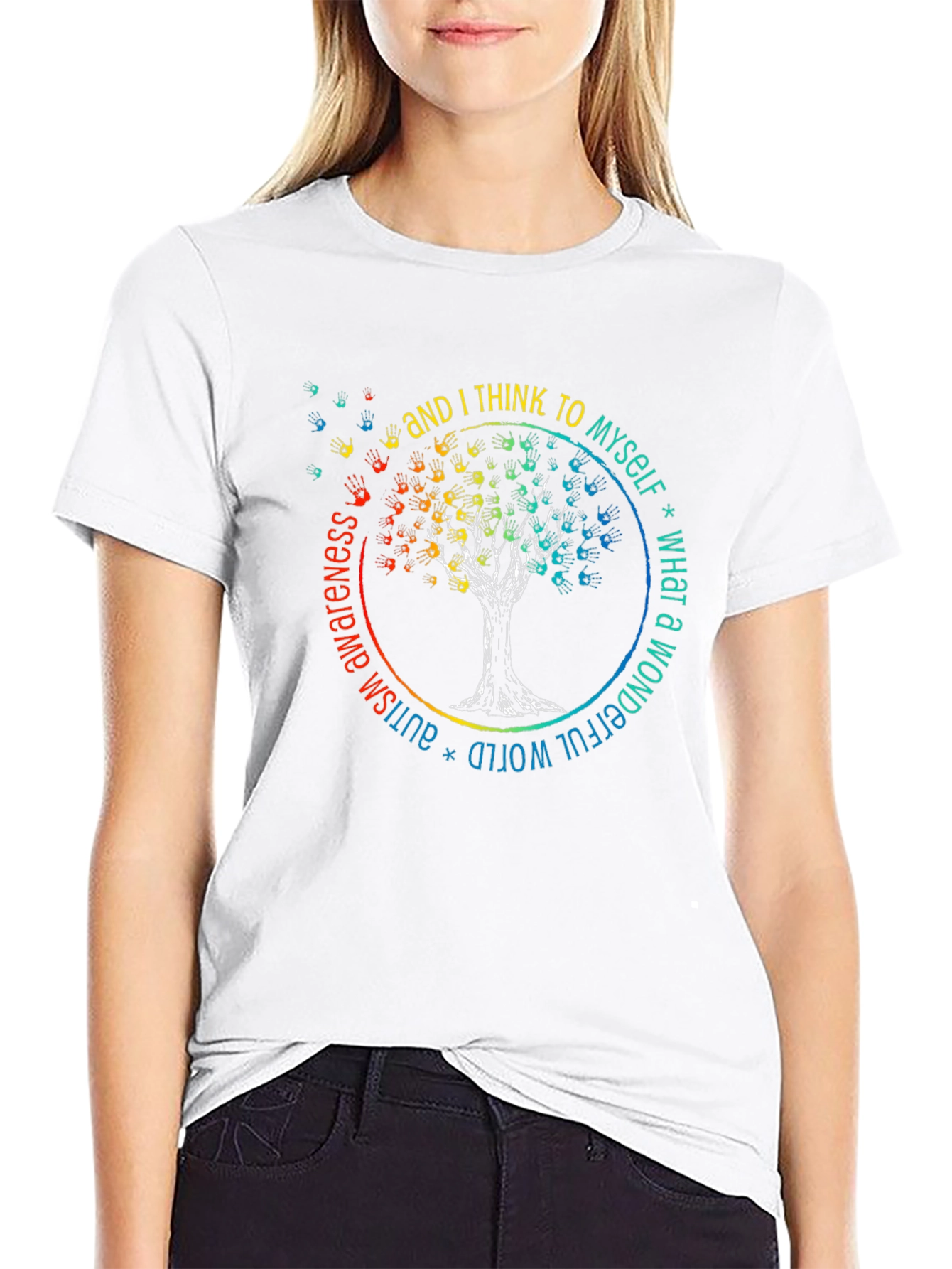 Autism Awareness T-Shirt - Wonderful World Tree Design