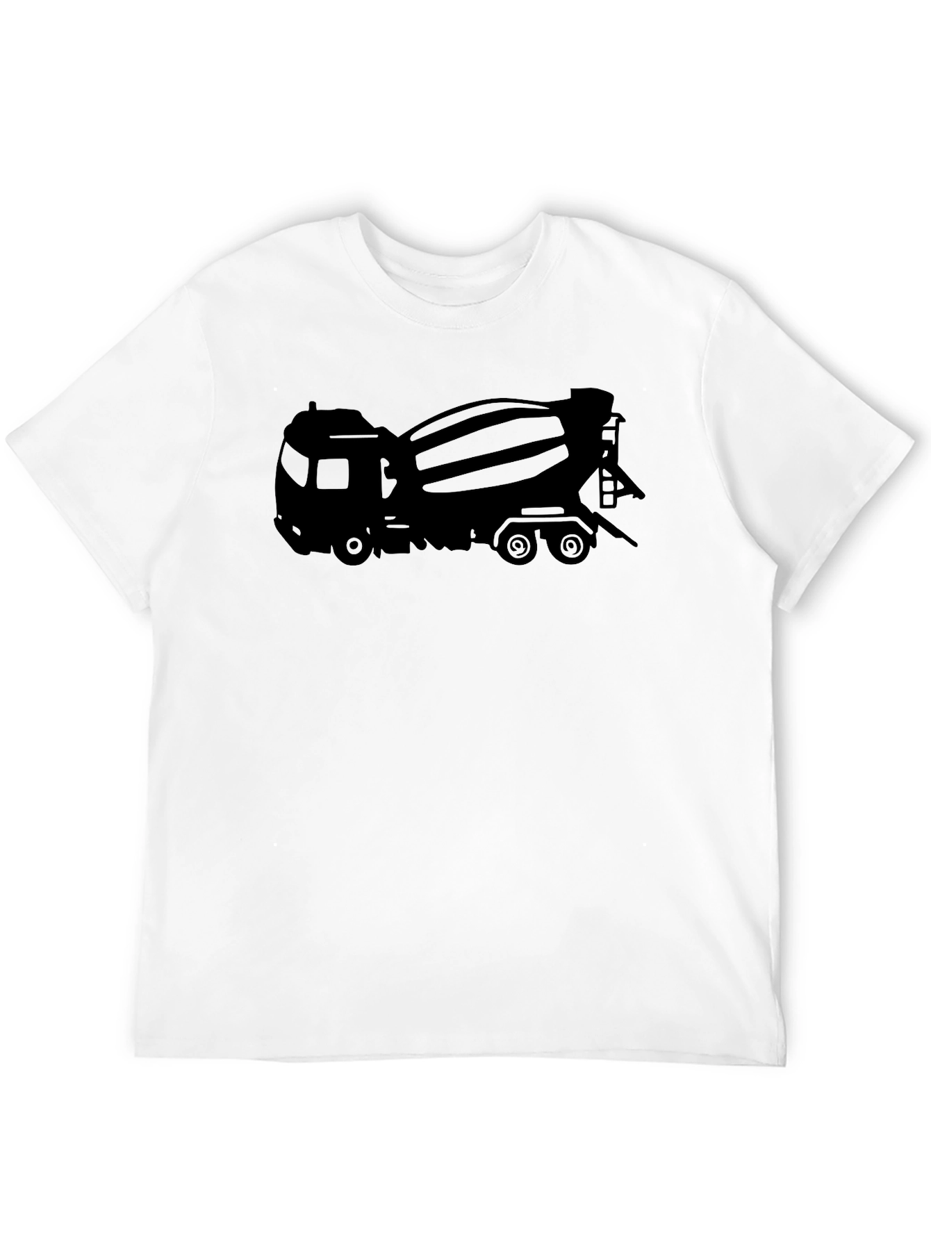 Cement Truck Graphic Tee - Black Cotton Blend T-Shirt