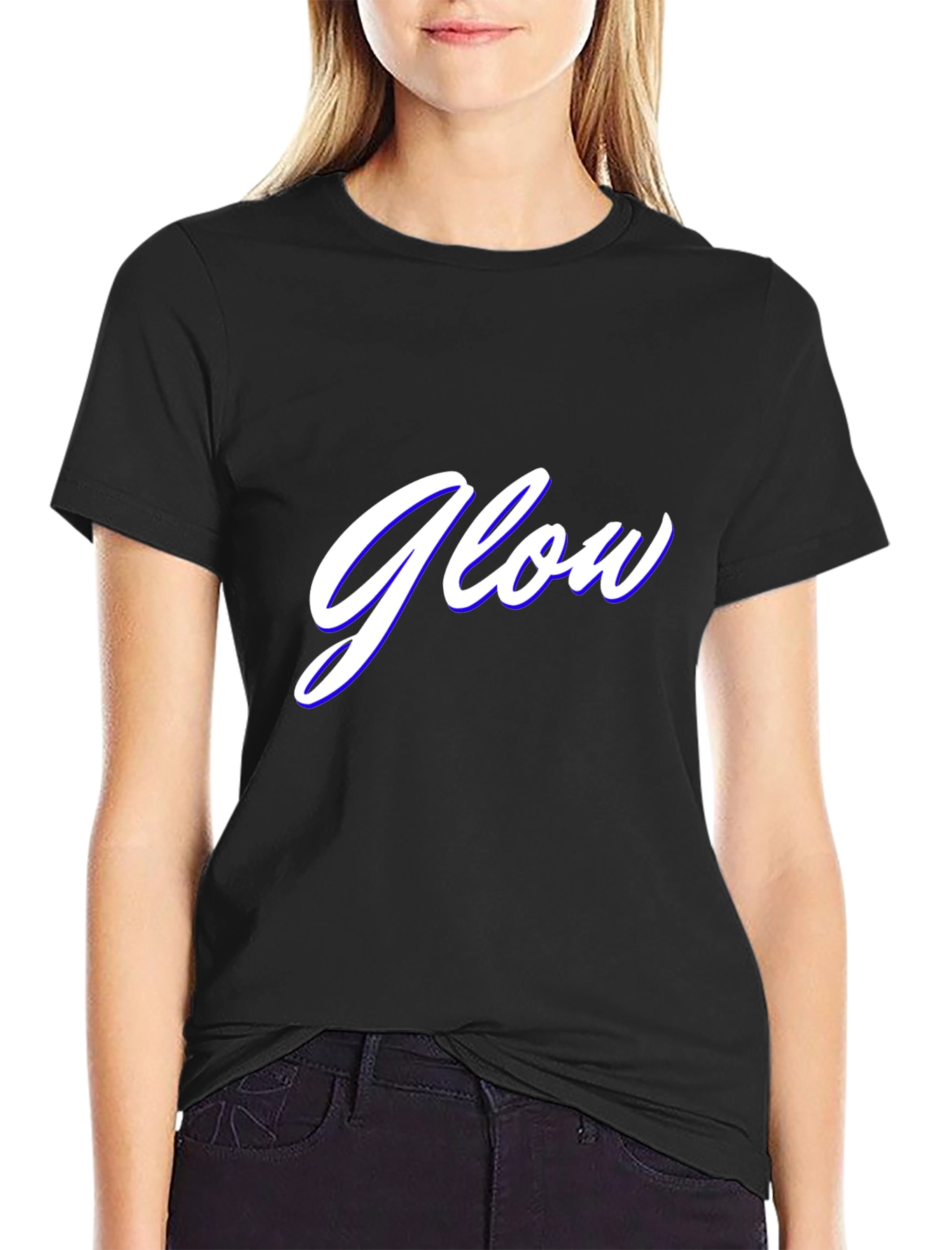 Glow Graphic Tee - Stylish Black Cotton Blend T-Shirt