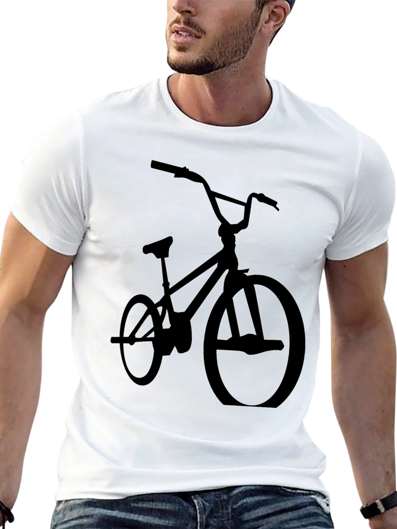 BMX Bike Silhouette Graphic Tee - Black Cotton Blend