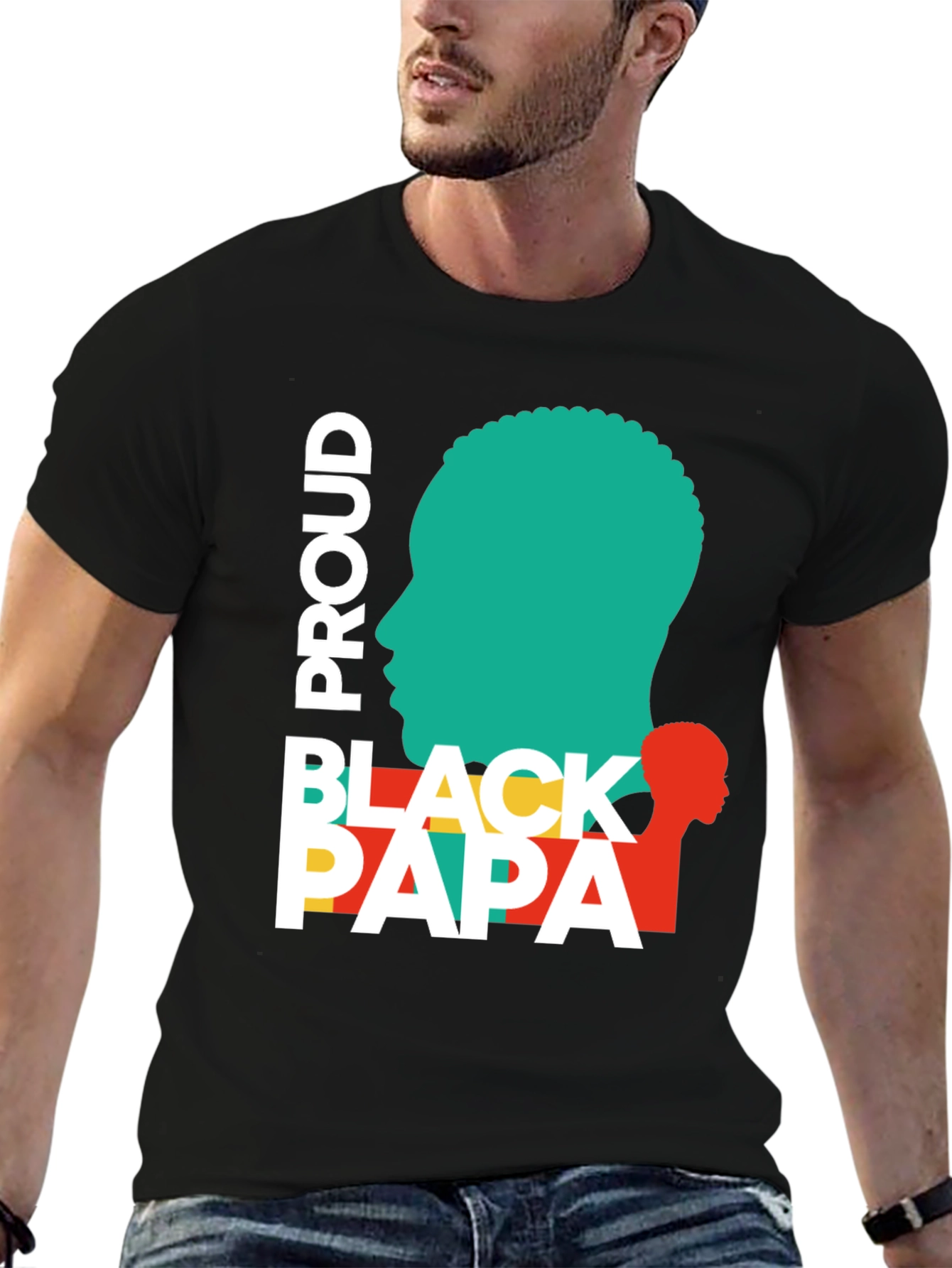 Proud Black Papa T-Shirt - Stylish Fathers Day Apparel