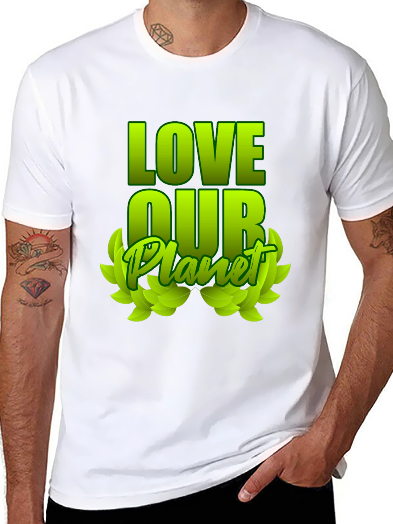Love Our Planet Green Graphic T-Shirt