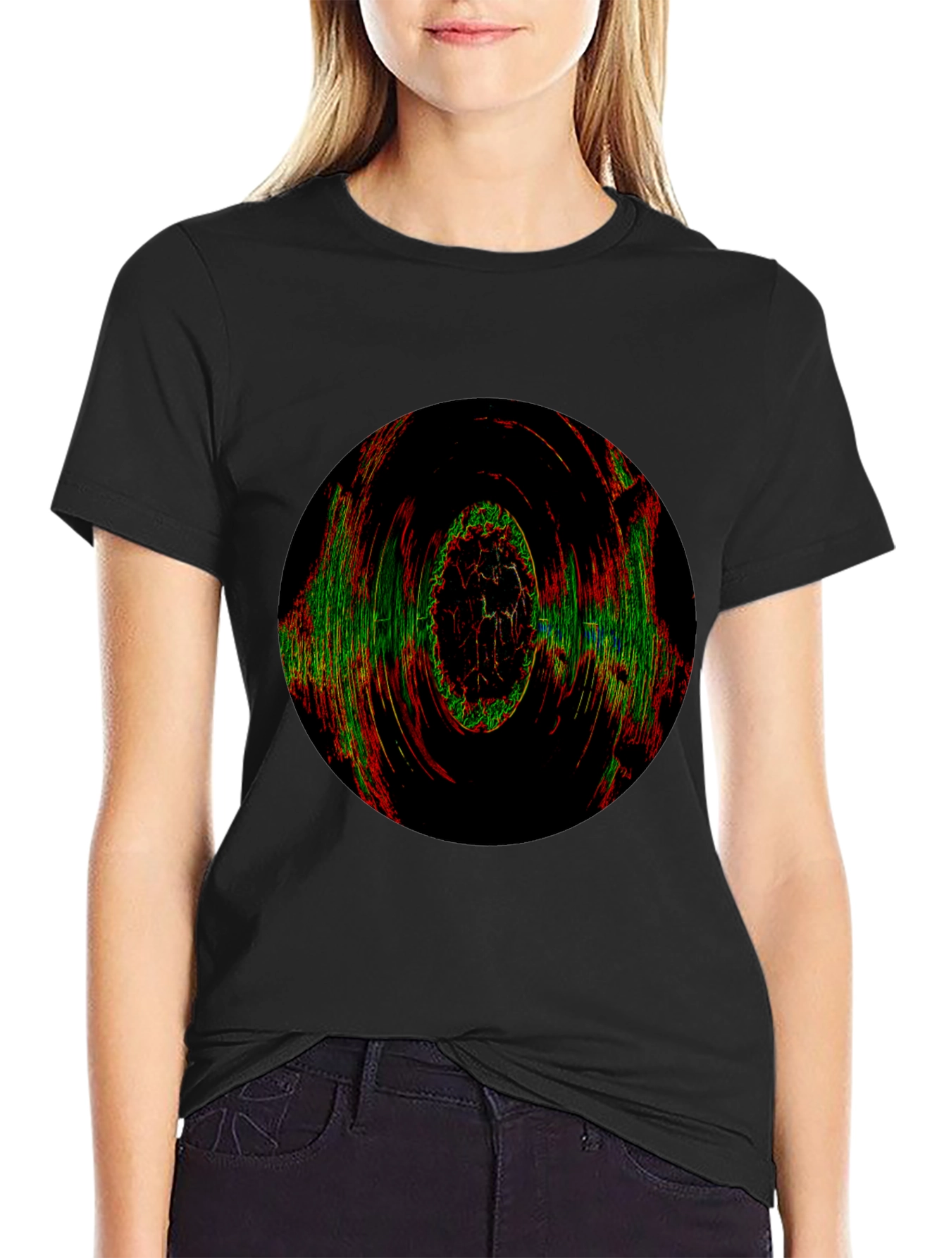 Abstract Circle Graphic Tee - Black
