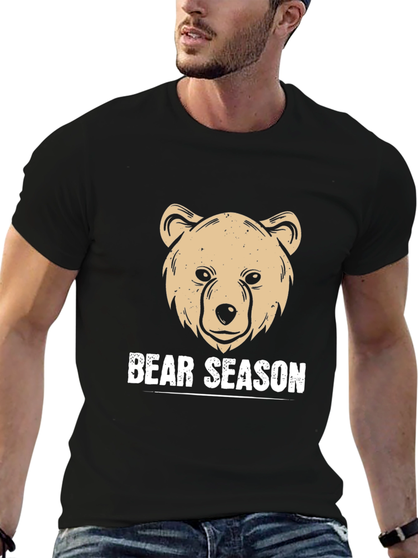 Bear Season Graphic T-Shirt - Black Casual Wear