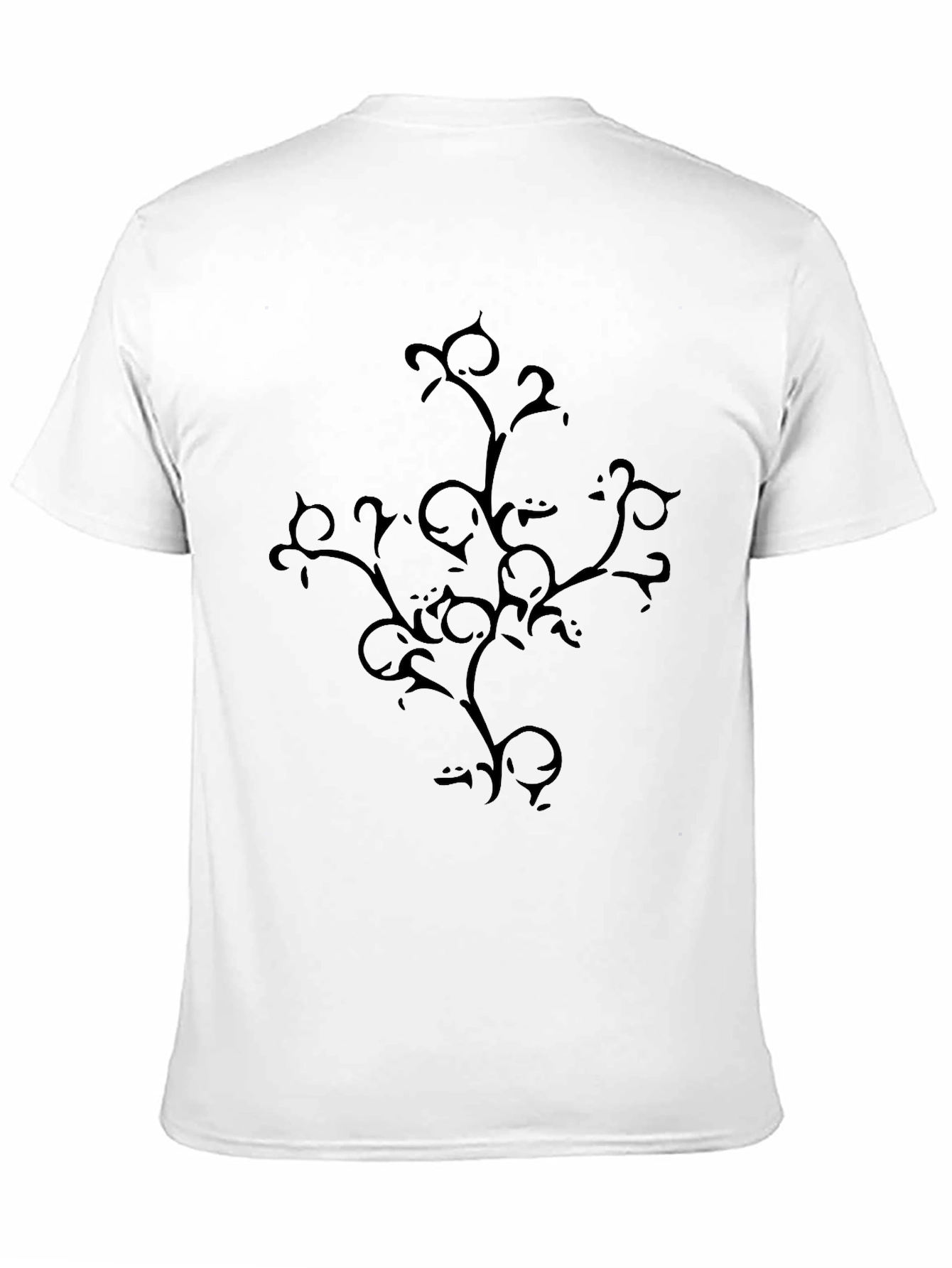 Black Tee with Abstract Vine Design