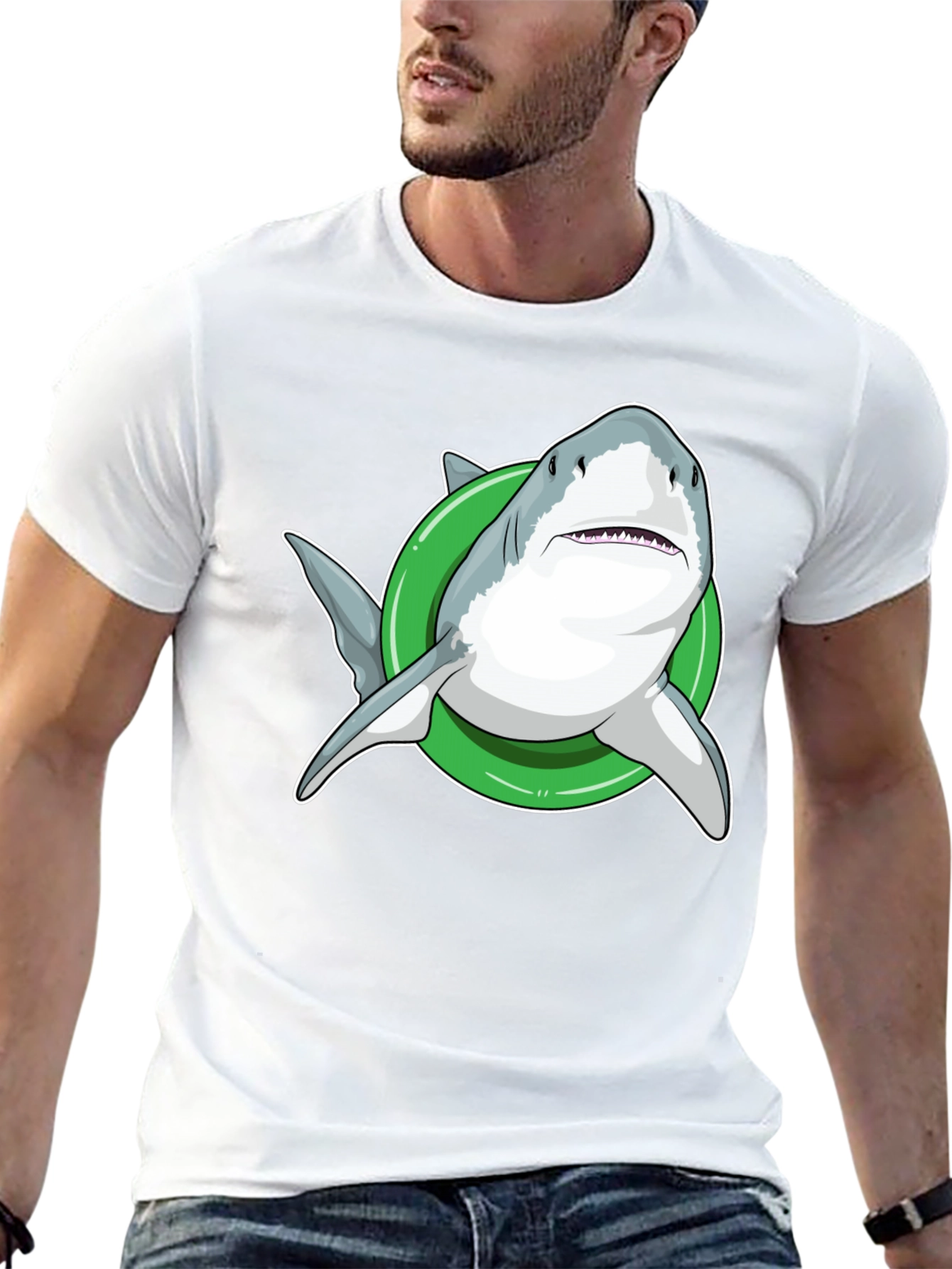 Shark Inflatable Ring Black T-Shirt