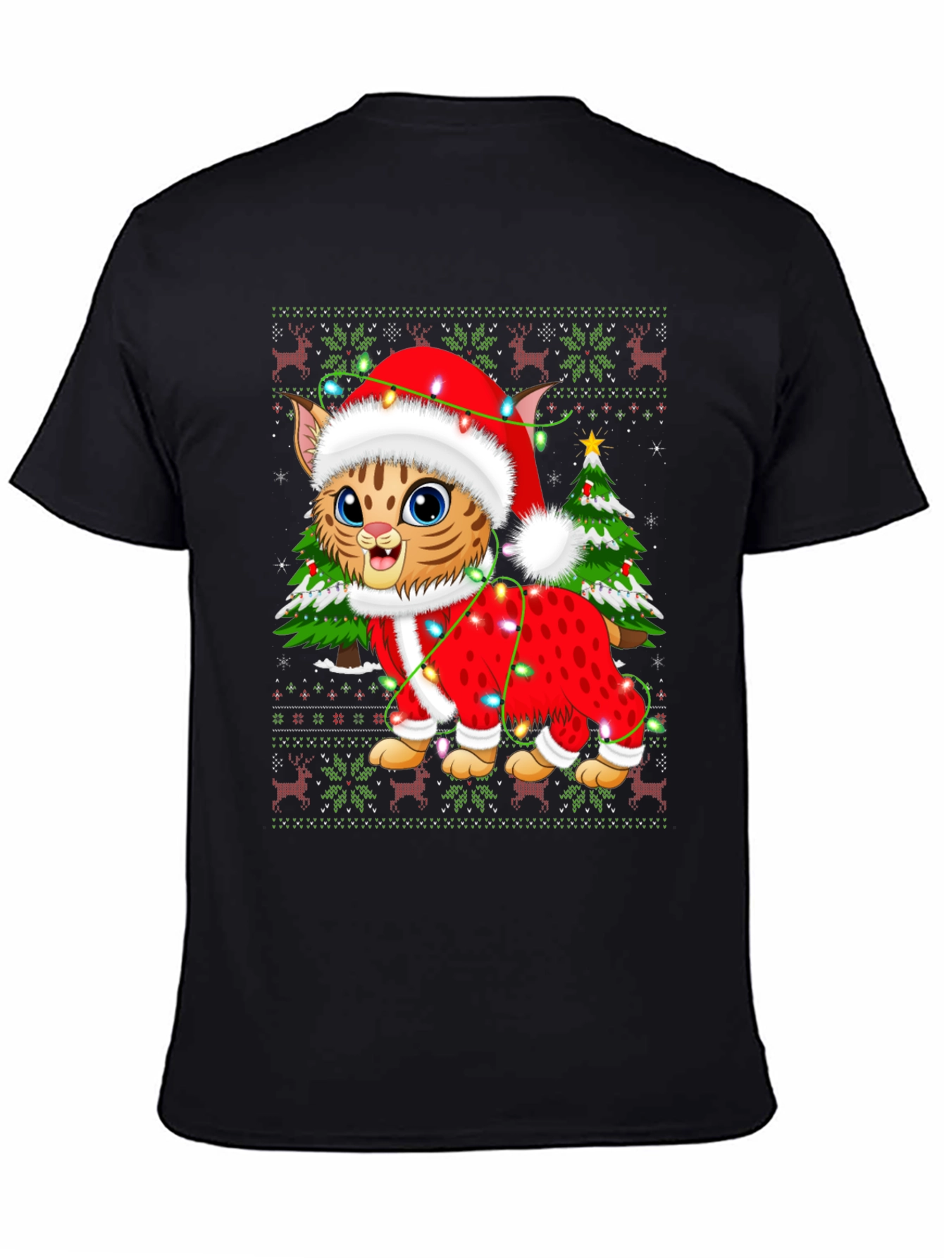 Festive Cat Christmas Graphic T-Shirt