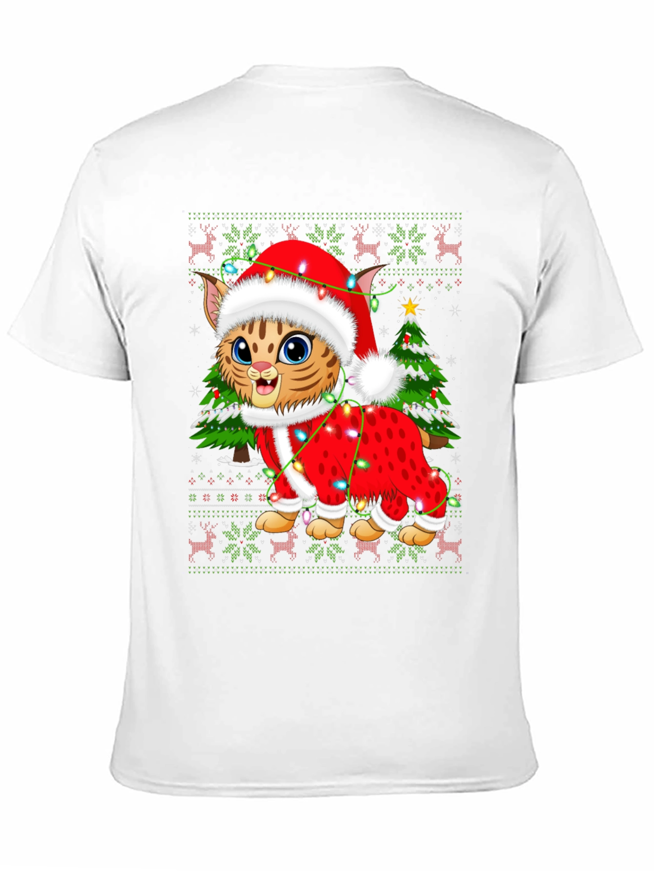 Festive Cat Christmas Graphic T-Shirt