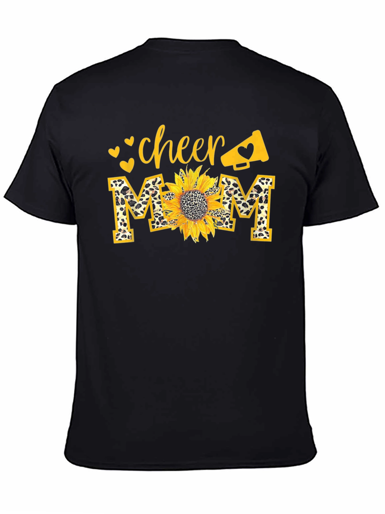Cheer Mom Sunflower Graphic Tee - Black