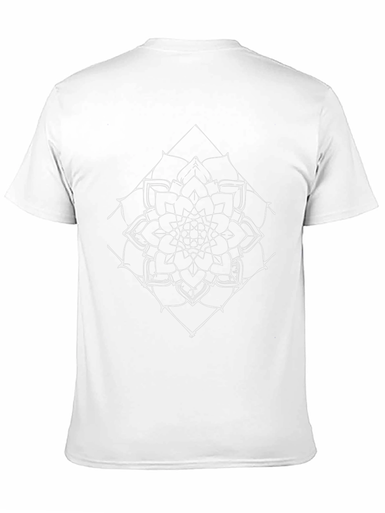Black T-Shirt with White Mandala Design
