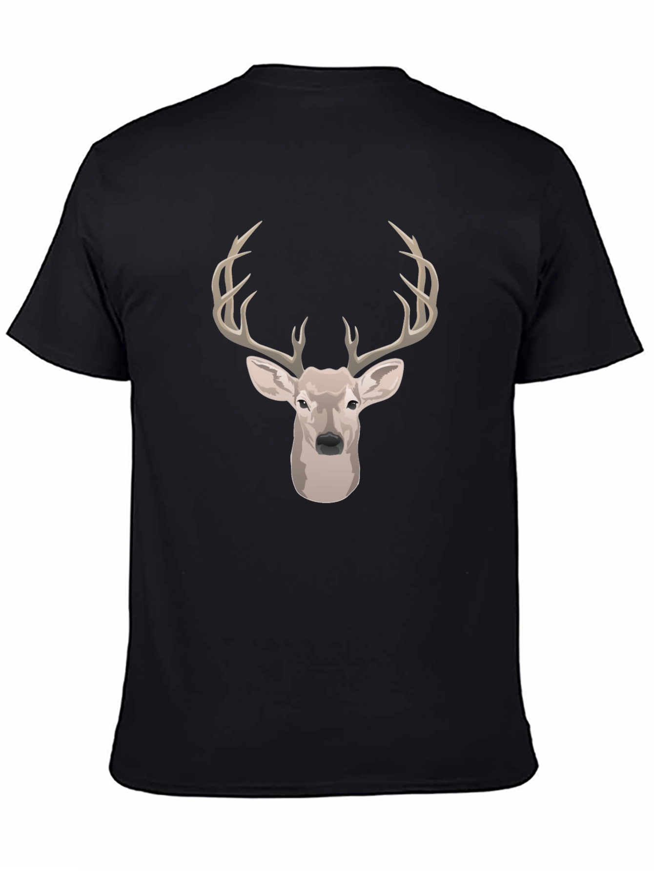 Deer Head Graphic Print Black T-Shirt