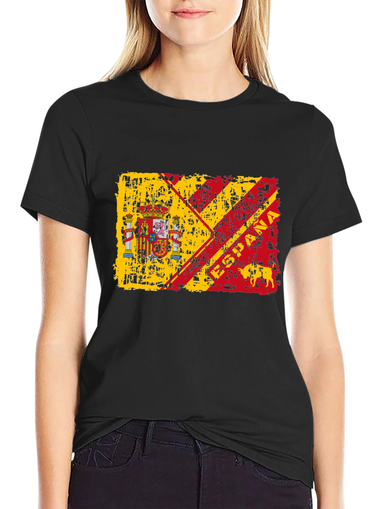 Spain Flag Graphic Print Mens T-Shirt
