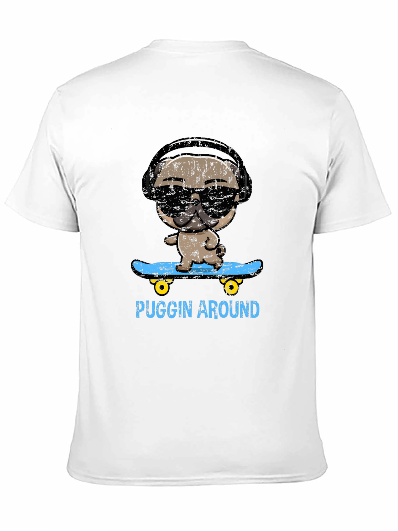 Cool Pug Skateboarder Graphic Tee