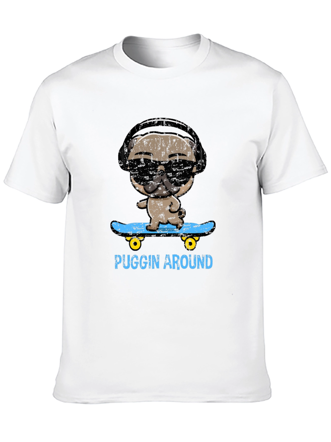 Cool Pug Skateboarder Graphic Tee