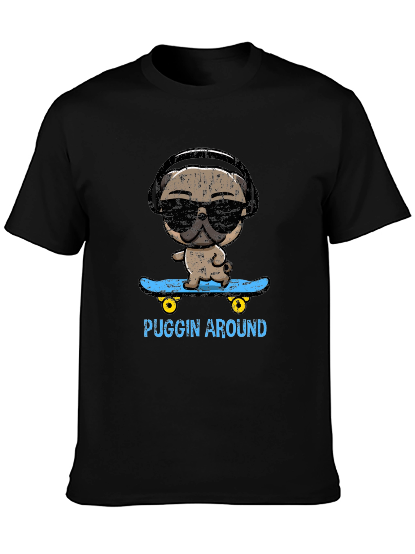 Cool Pug Skateboarder Graphic Tee