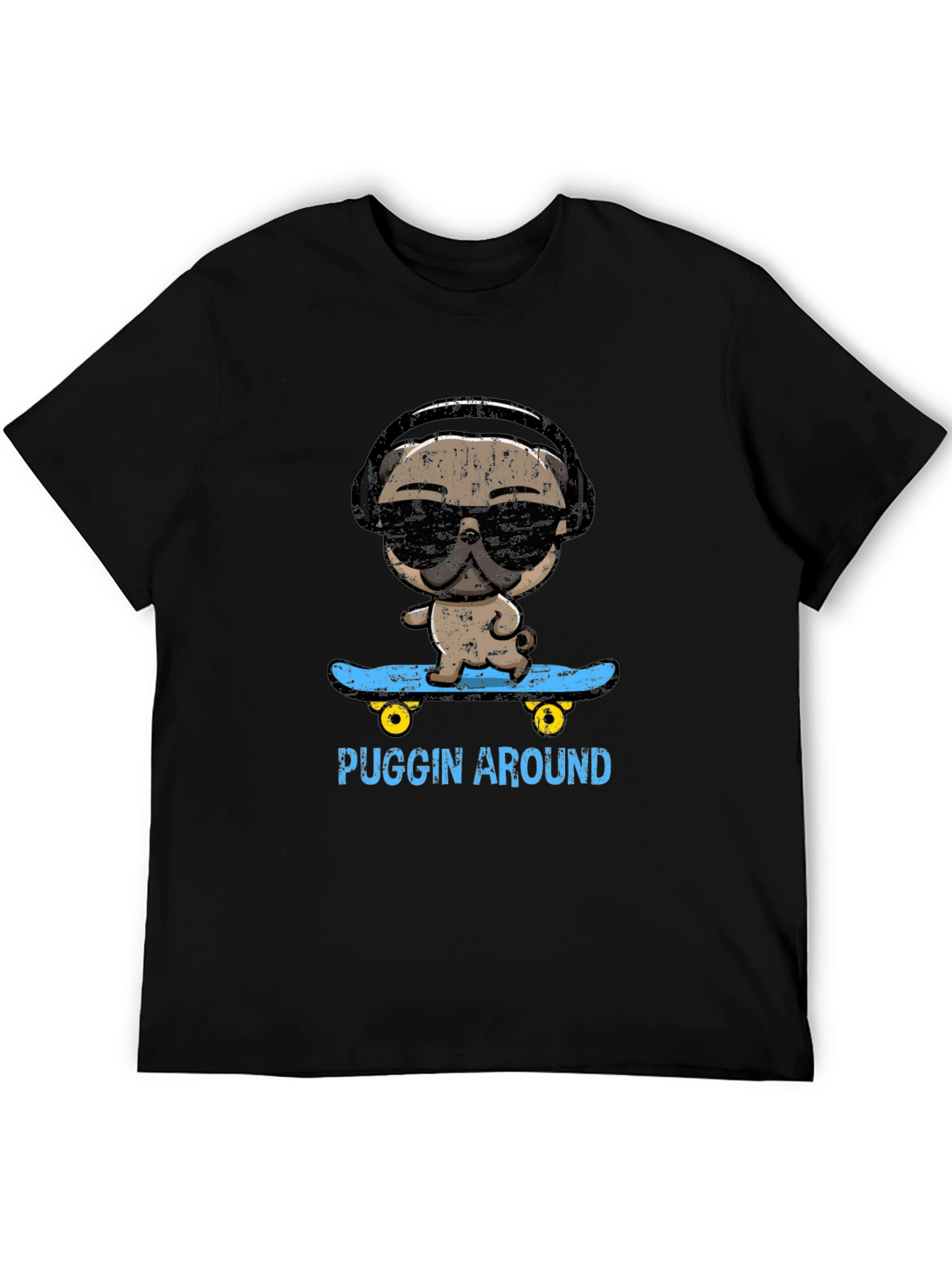 Cool Pug Skateboarder Graphic Tee
