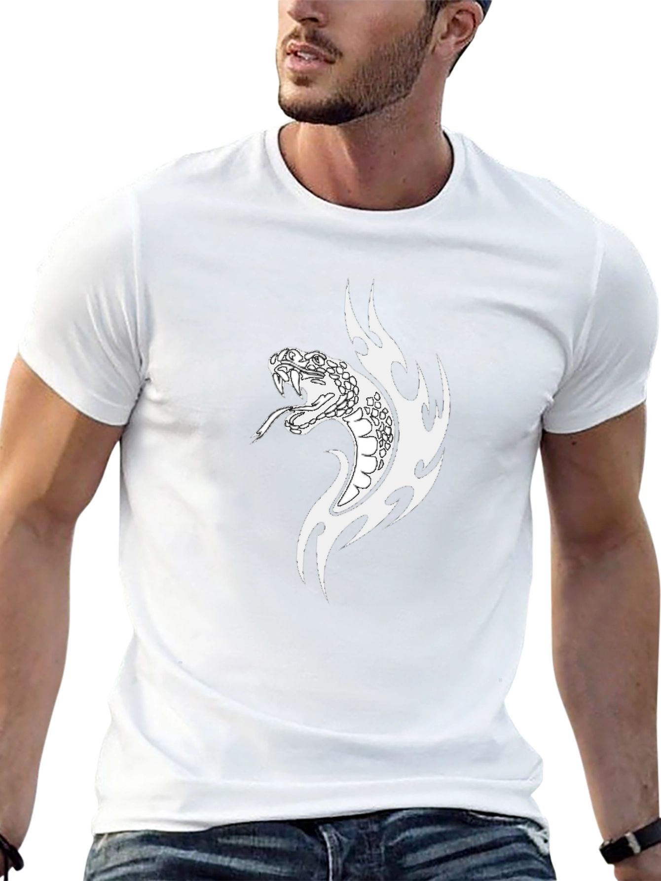 Black Snake Graphic Tee - Cool Snake Design