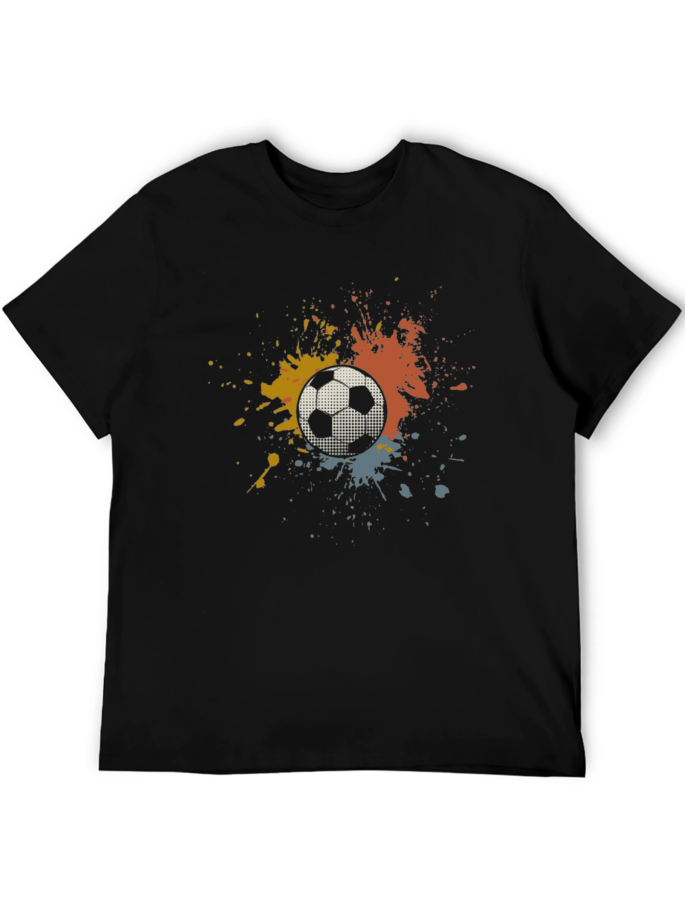 Soccer Ball Splatter T-Shirt - Black Cotton Tee