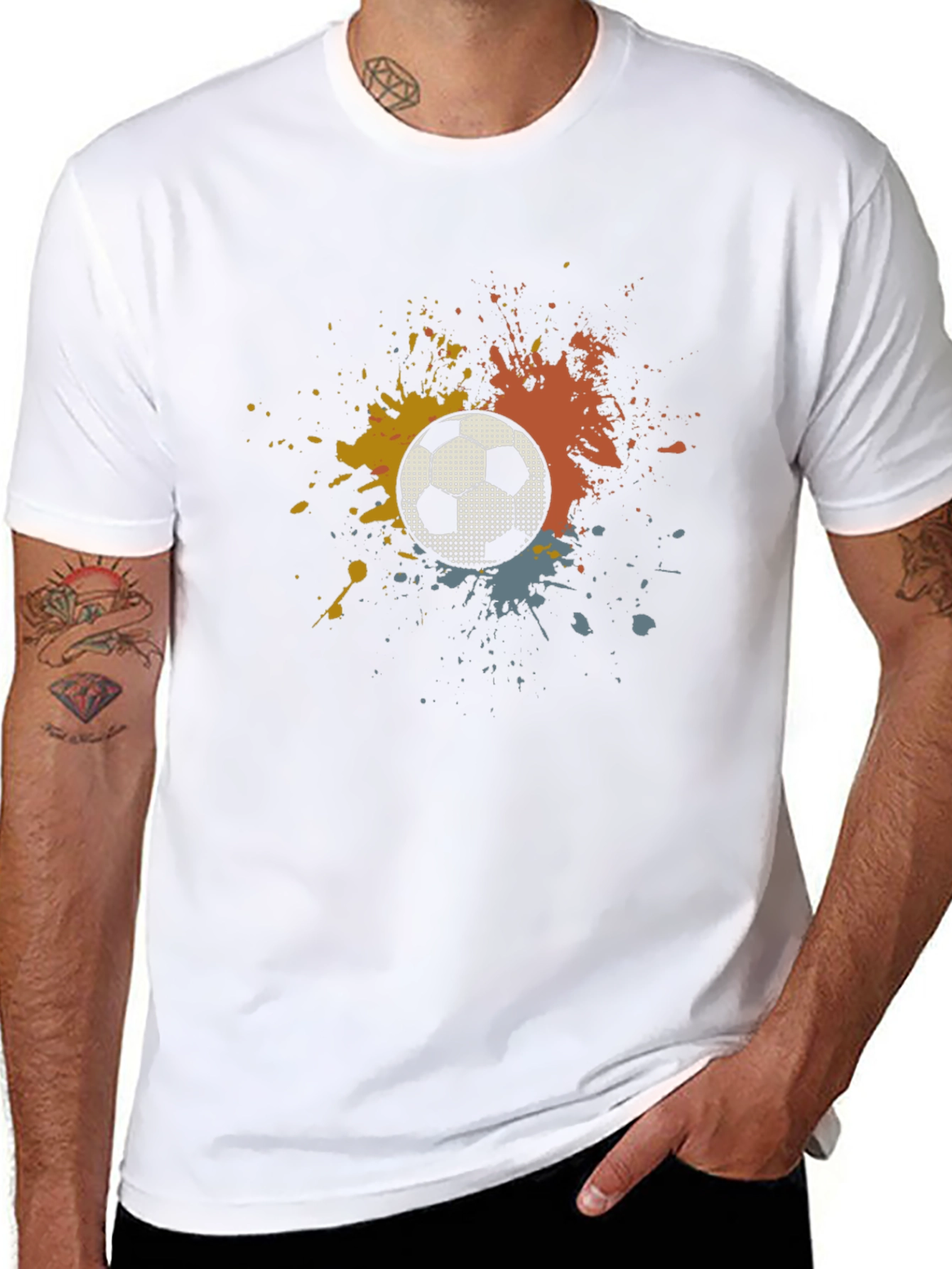 Soccer Ball Splatter T-Shirt - Black Cotton Tee