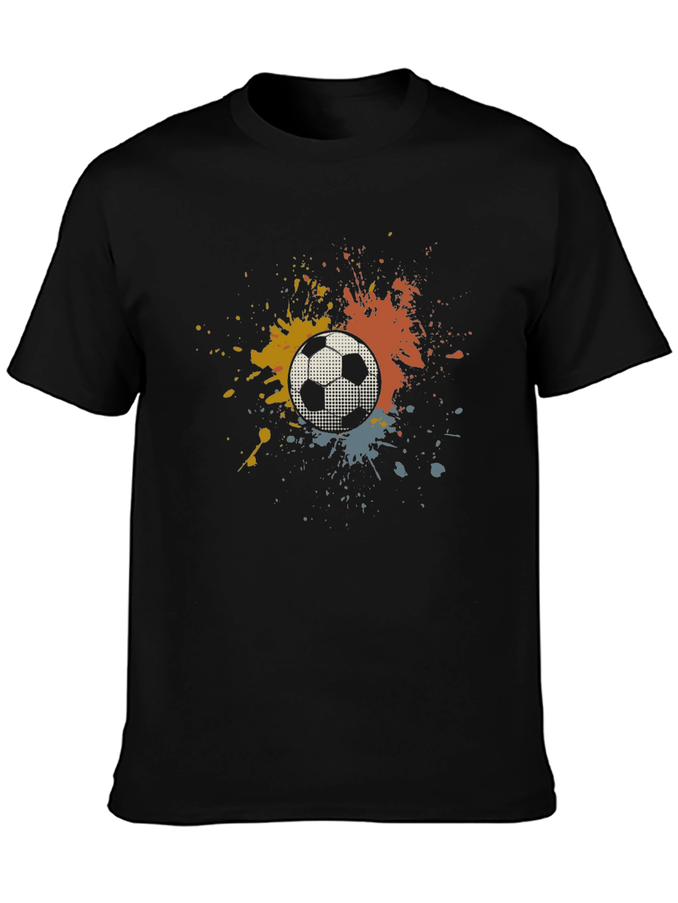 Soccer Ball Splatter T-Shirt - Black Cotton Tee
