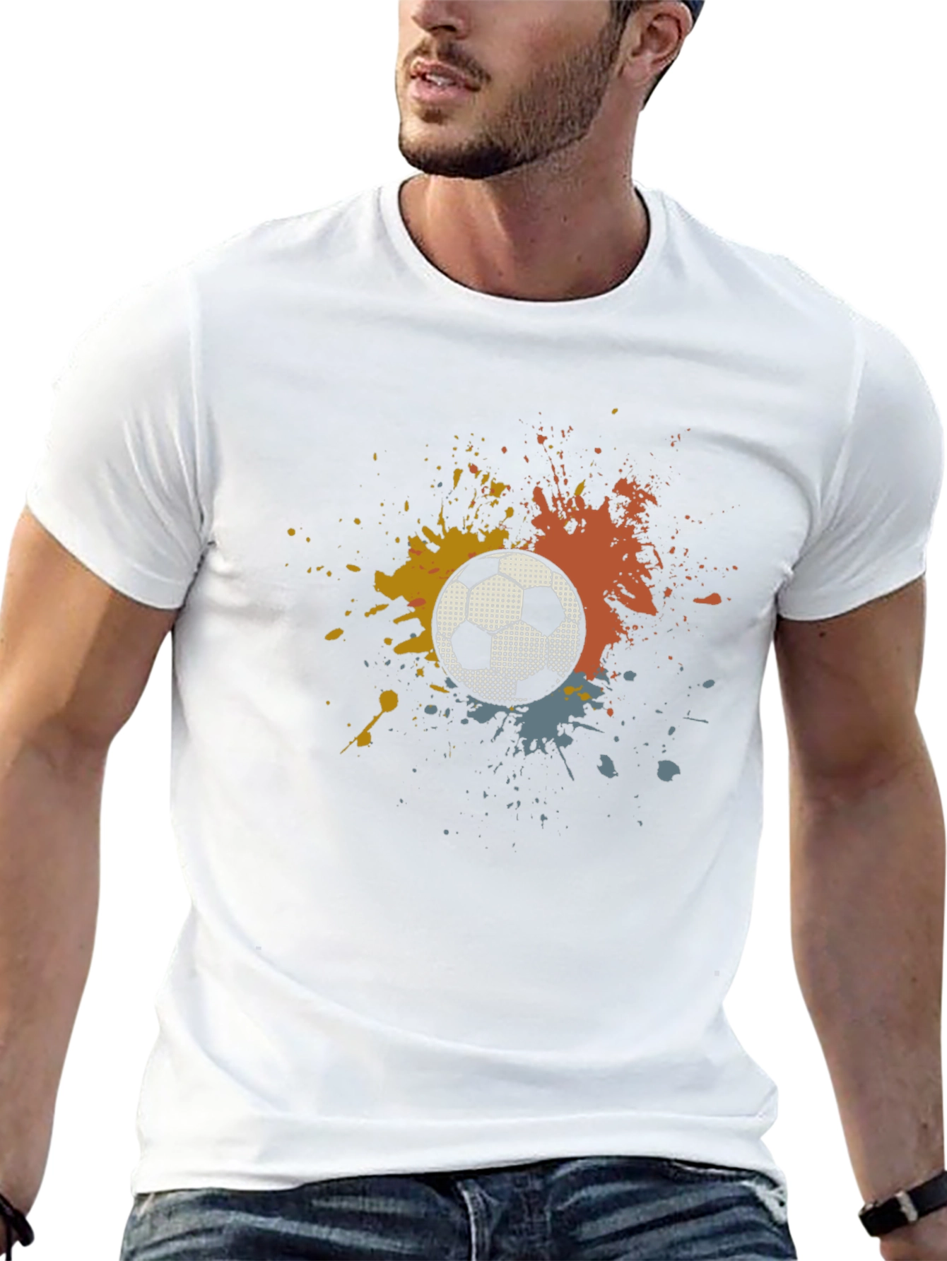 Soccer Ball Splatter T-Shirt - Black Cotton Tee