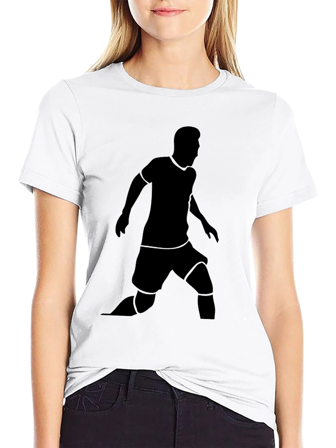 Black T-Shirt with Soccer Player Silhouette