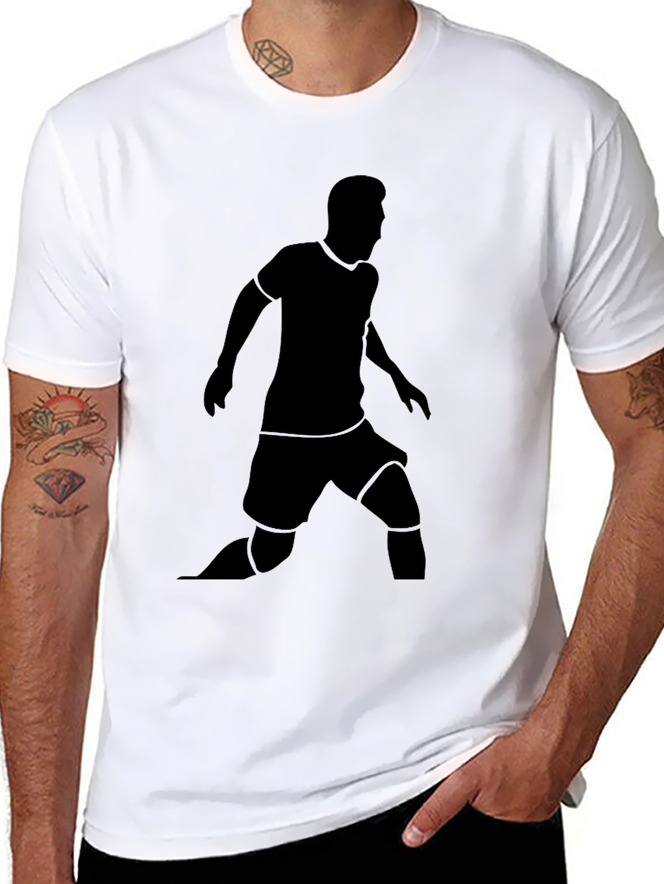 Black T-Shirt with Soccer Player Silhouette