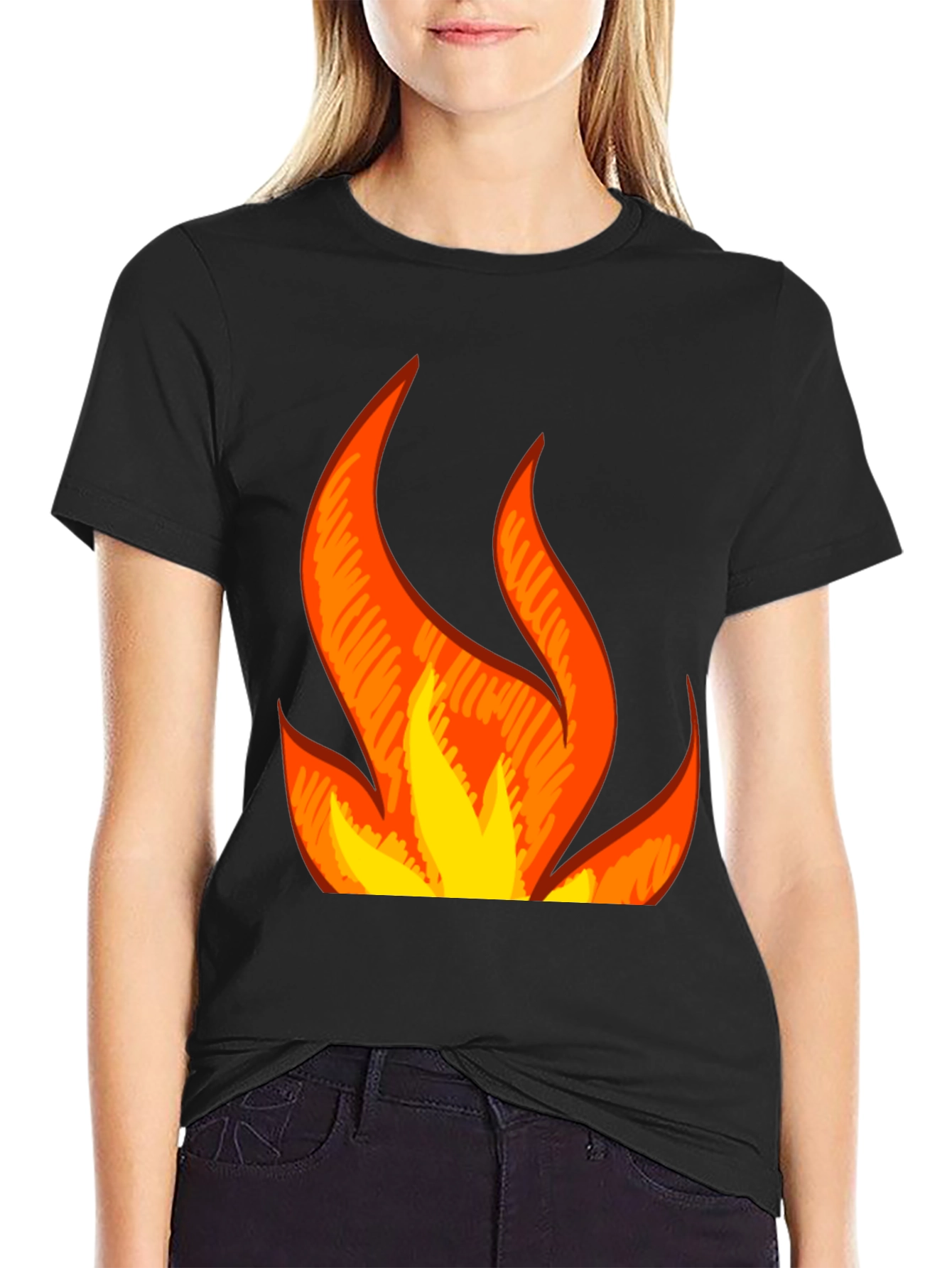 Flaming Hot Graphic Tee - Black Cotton Blend