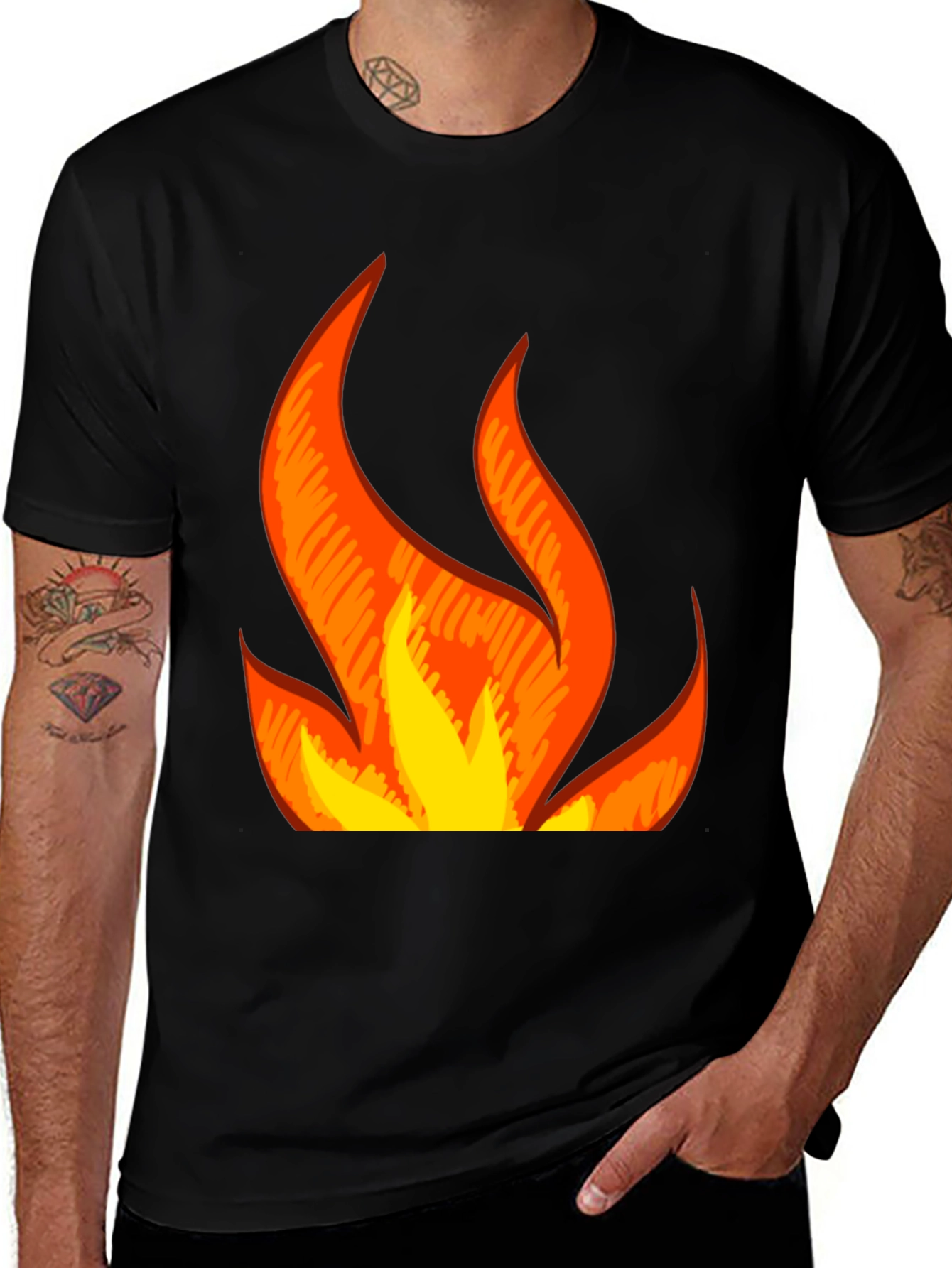 Flaming Hot Graphic Tee - Black Cotton Blend