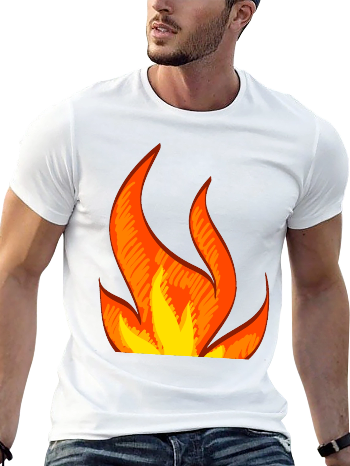 Flaming Hot Graphic Tee - Black Cotton Blend