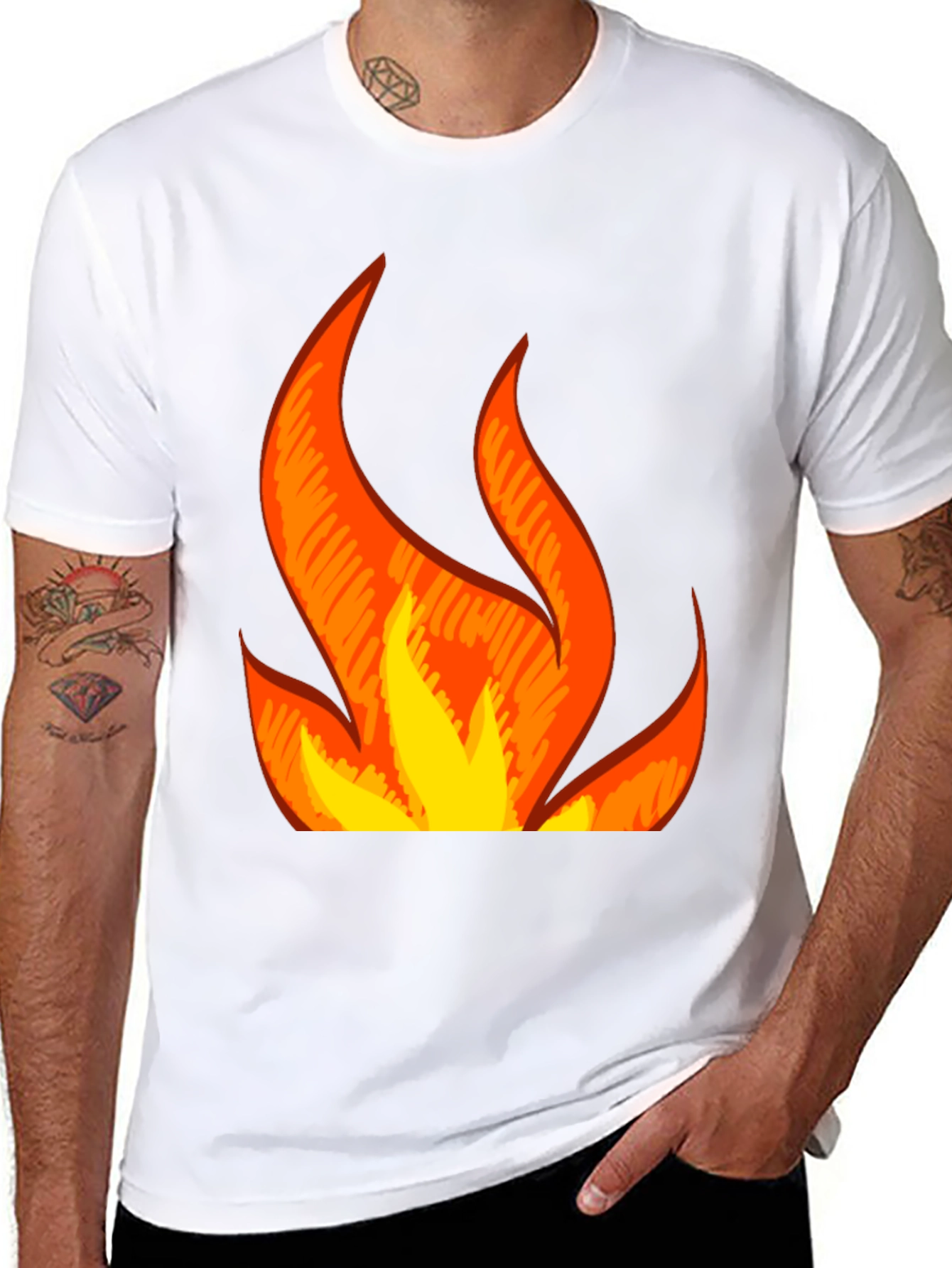 Flaming Hot Graphic Tee - Black Cotton Blend