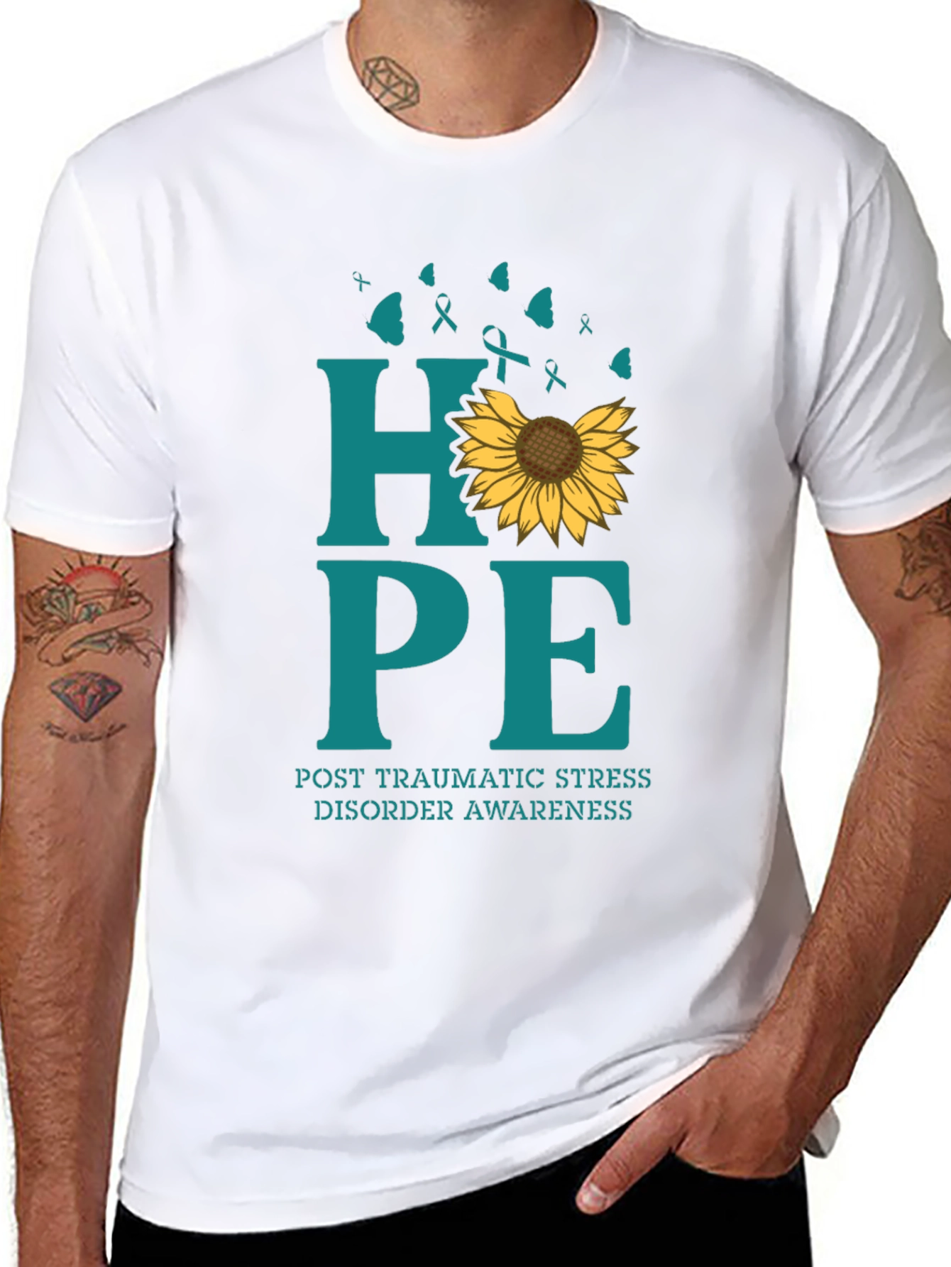 HOPE PTSD Awareness T-Shirt Sunflower Graphic