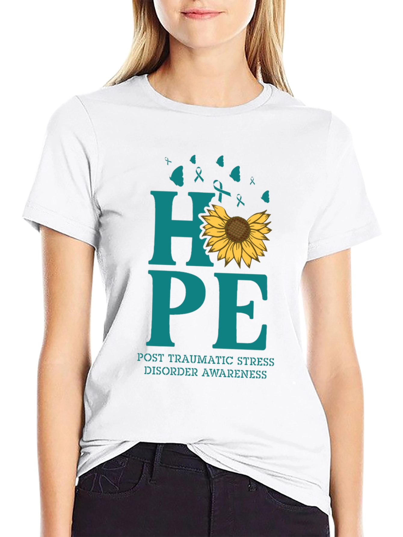 HOPE PTSD Awareness T-Shirt Sunflower Graphic