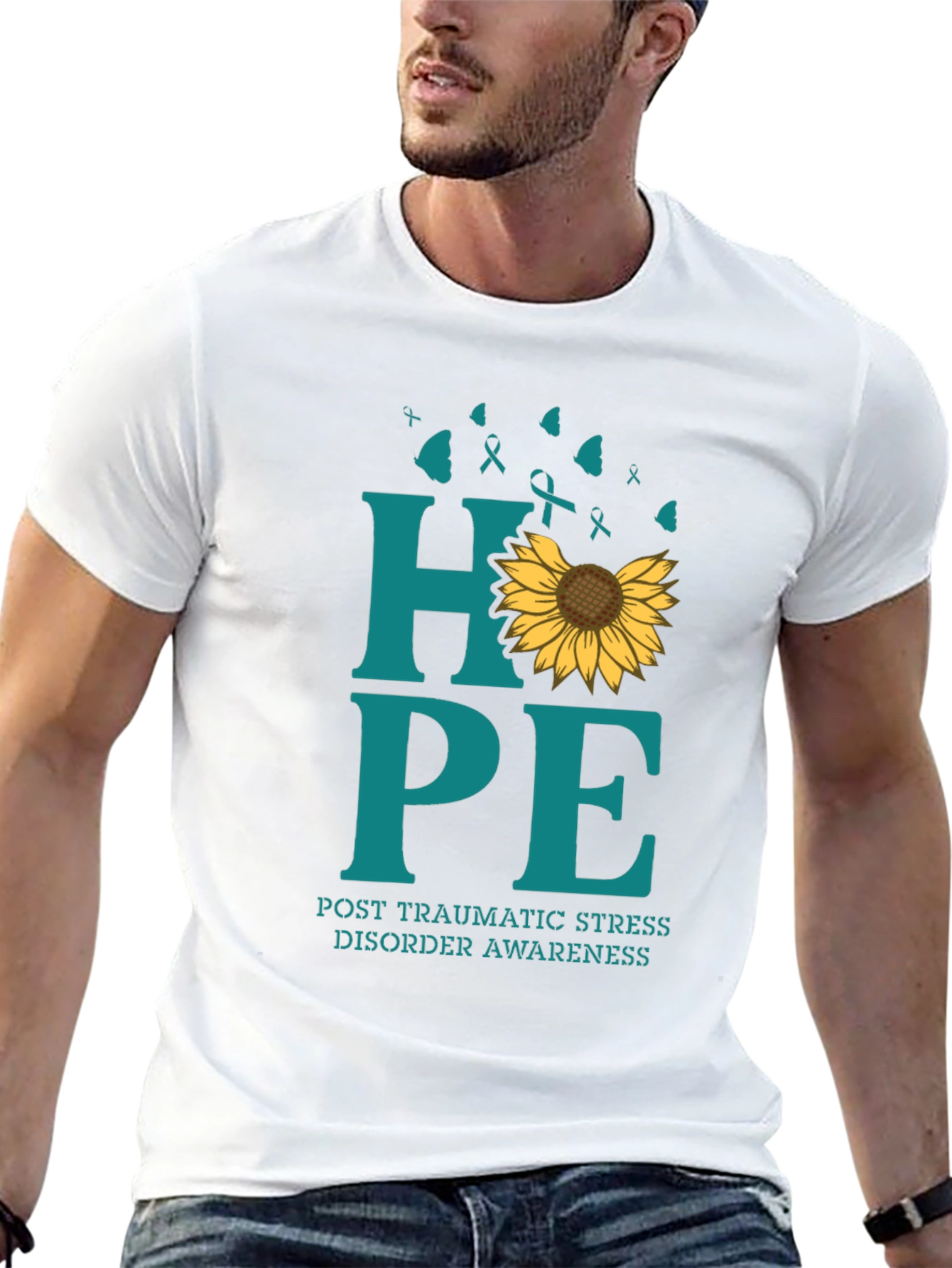 HOPE PTSD Awareness T-Shirt Sunflower Graphic