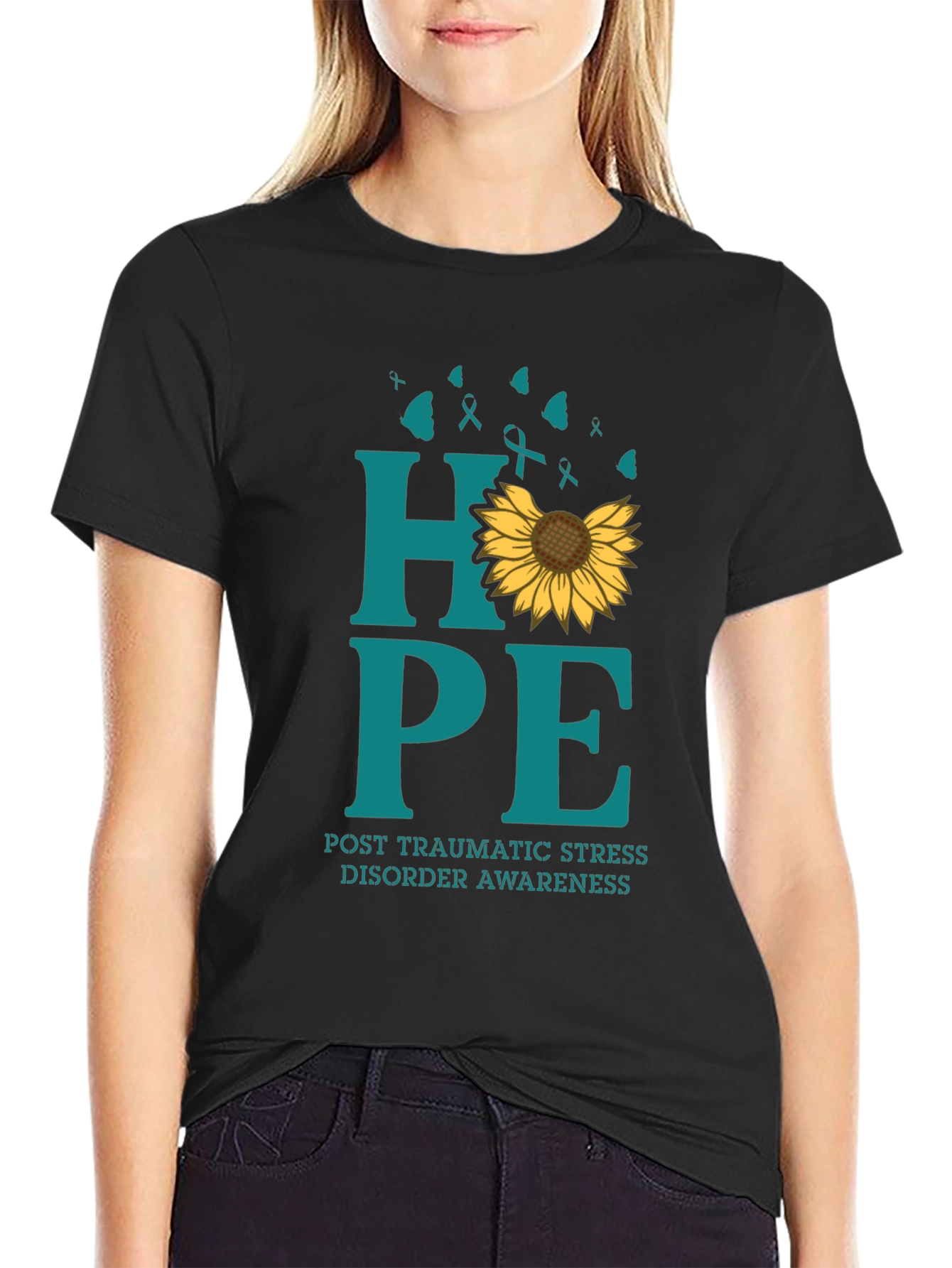 HOPE PTSD Awareness T-Shirt Sunflower Graphic