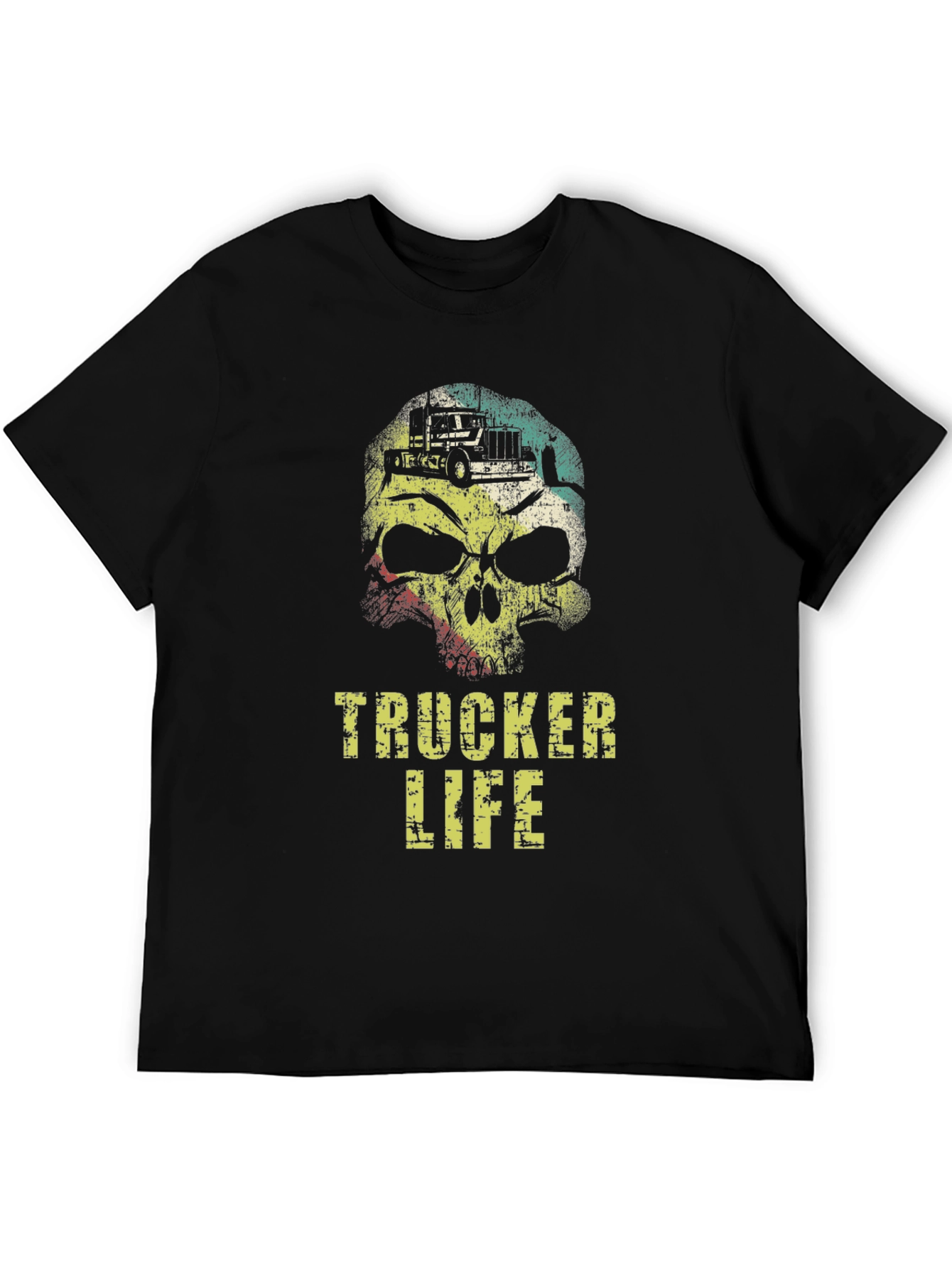 Trucker Life Skull Graphic T-Shirt